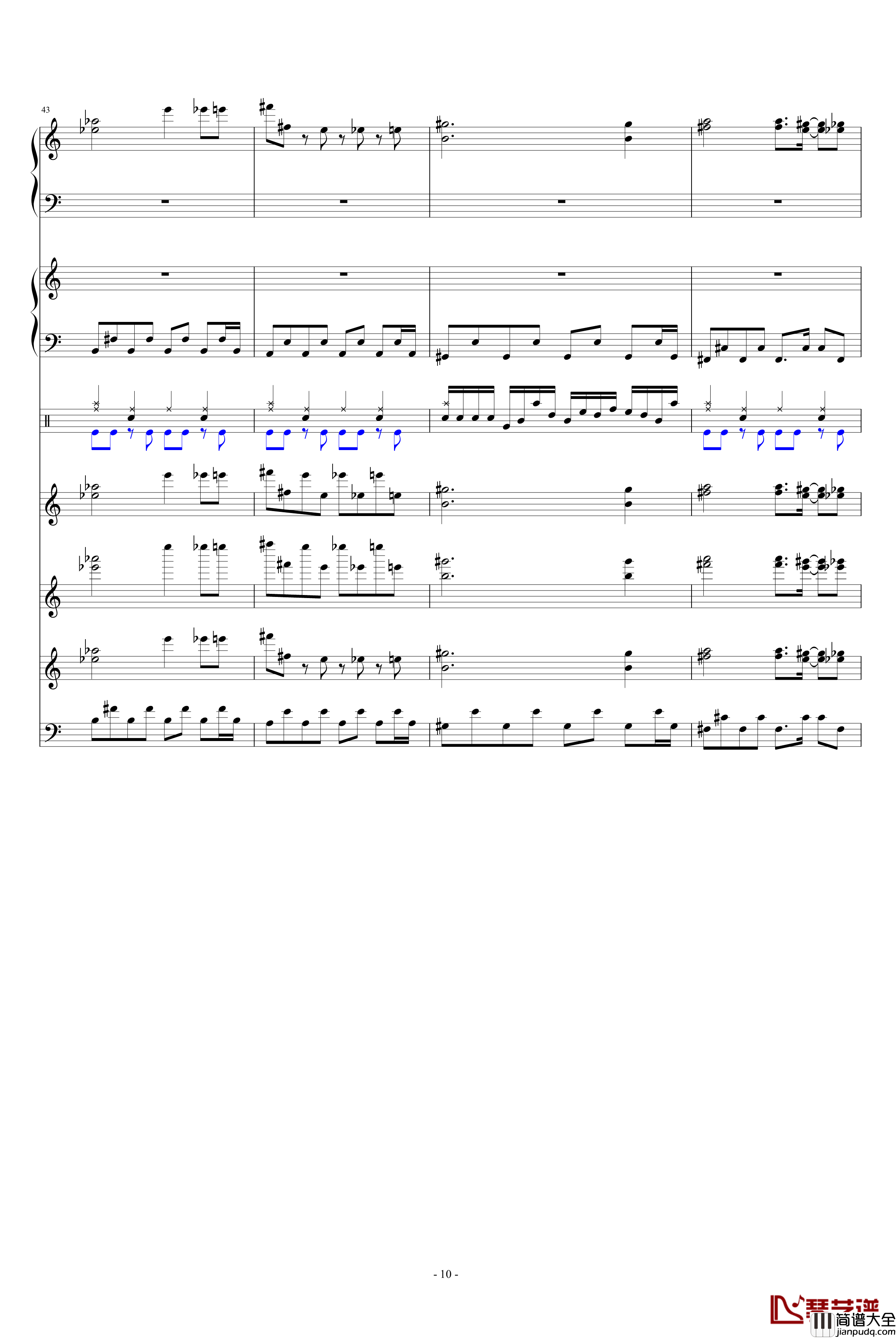 怀念的东方之血+飘上月球不死之烟整谱钢琴谱_动漫影视