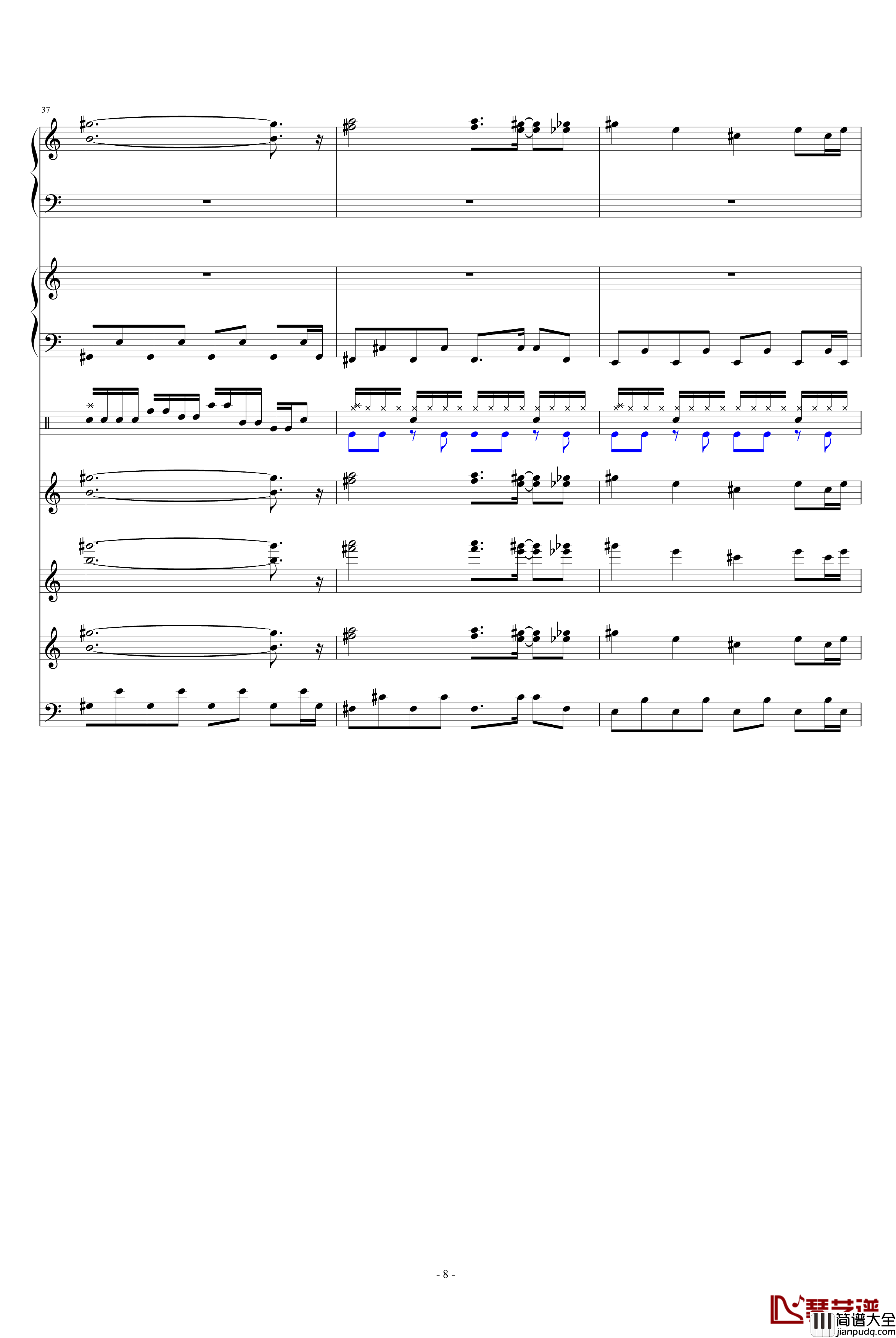 怀念的东方之血+飘上月球不死之烟整谱钢琴谱_动漫影视