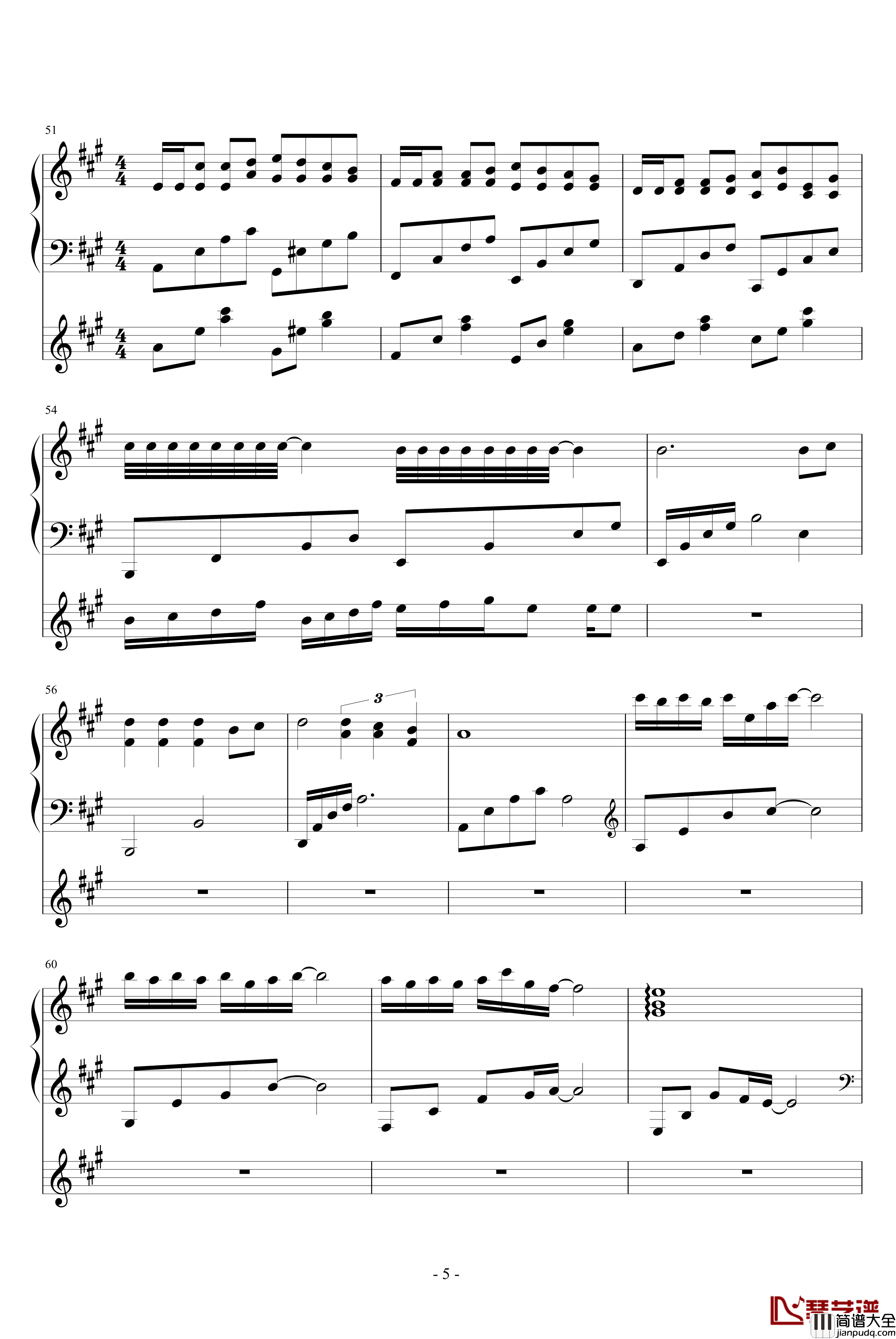 自作多情钢琴谱_水寒残月