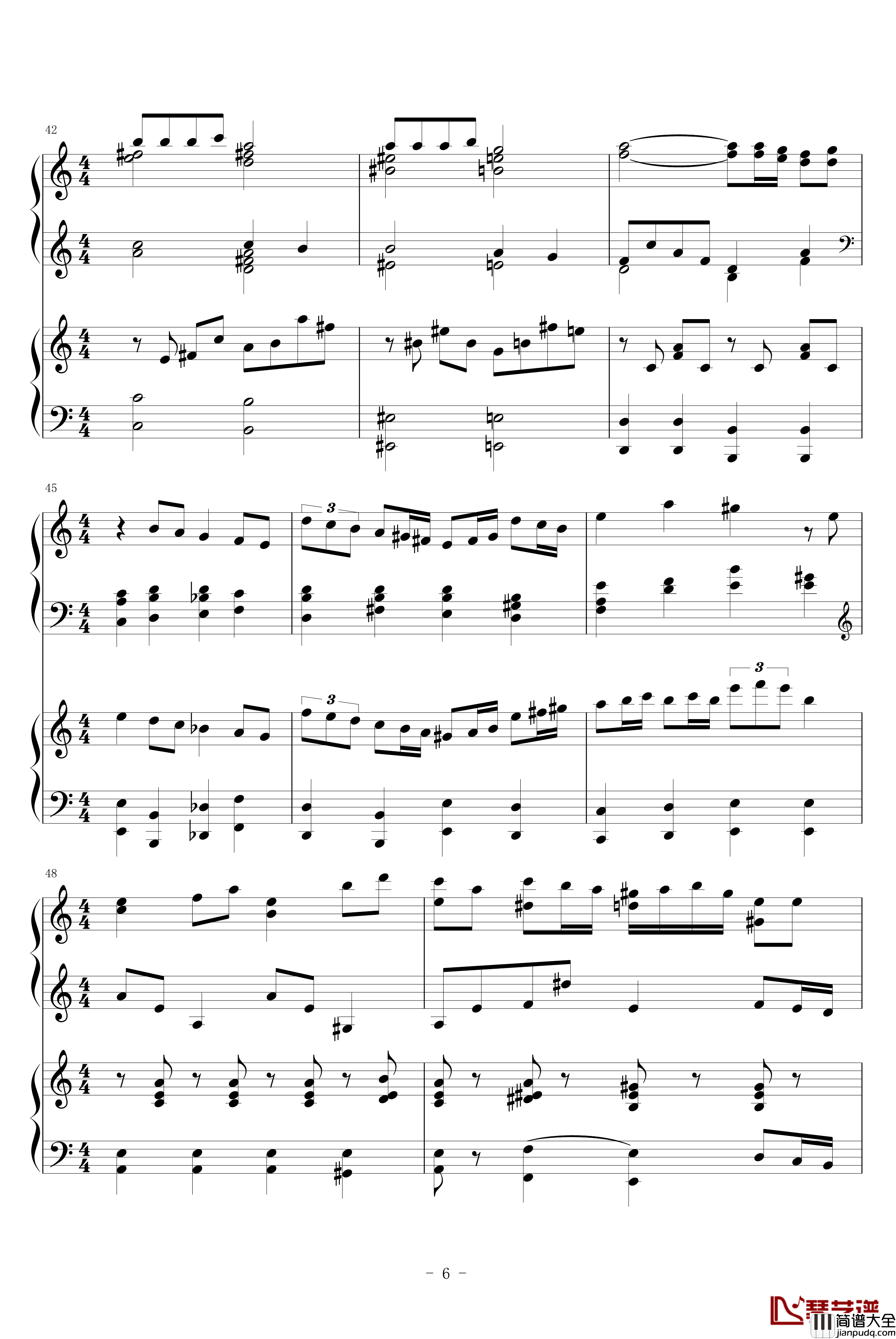 圣少女领域钢琴谱_四手联弹_动漫影视