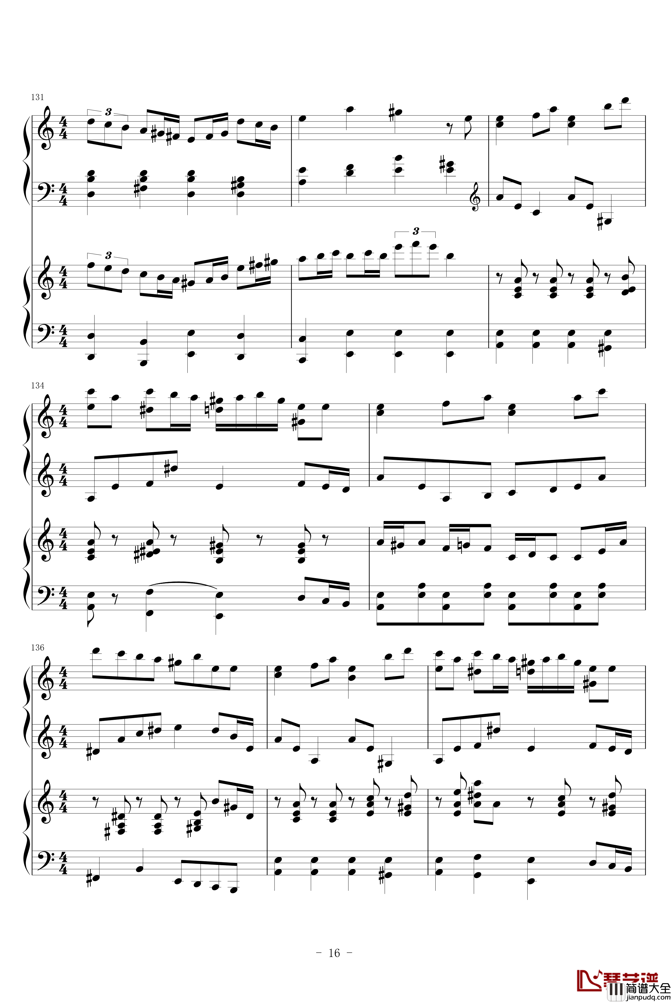 圣少女领域钢琴谱_四手联弹_动漫影视