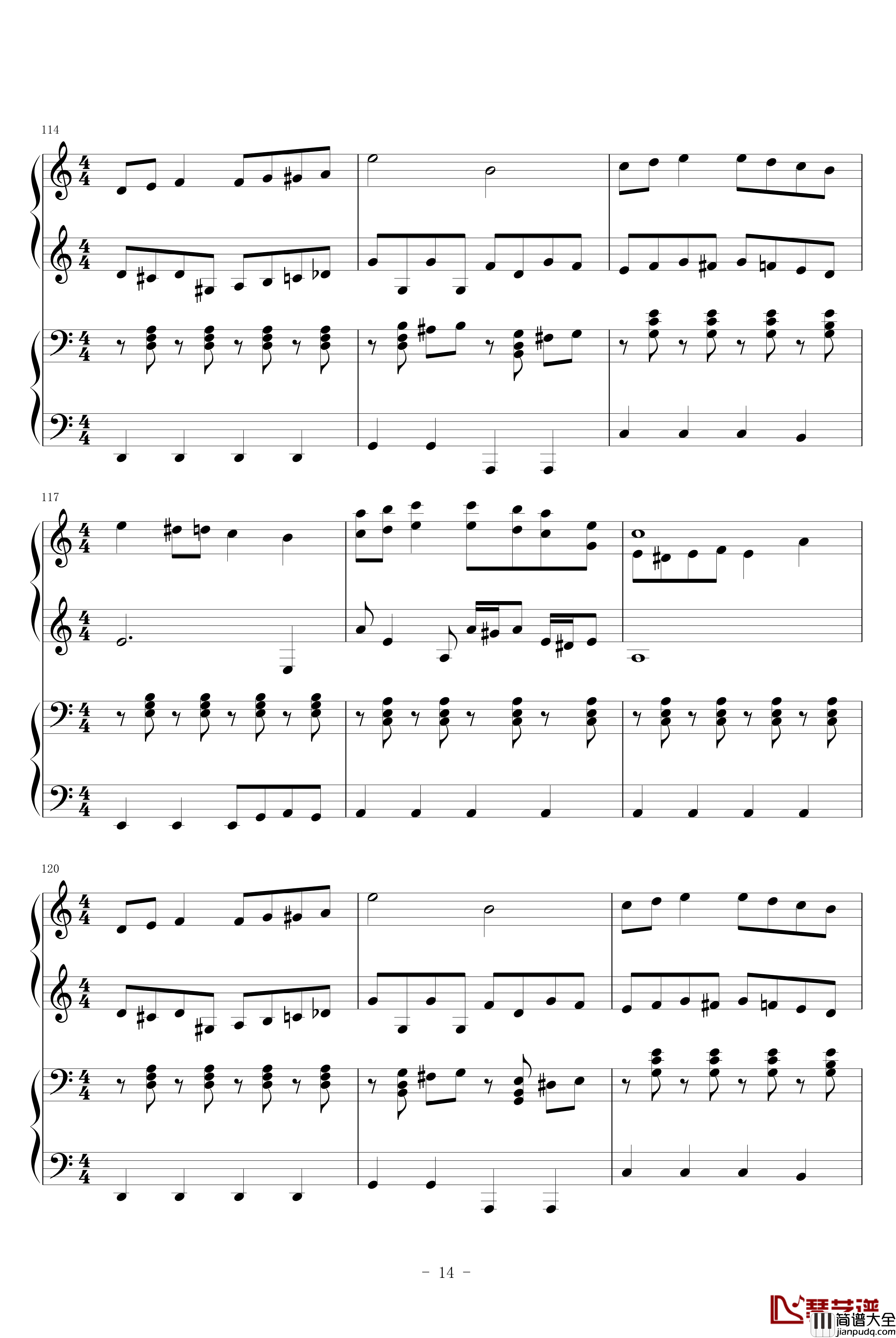 圣少女领域钢琴谱_四手联弹_动漫影视