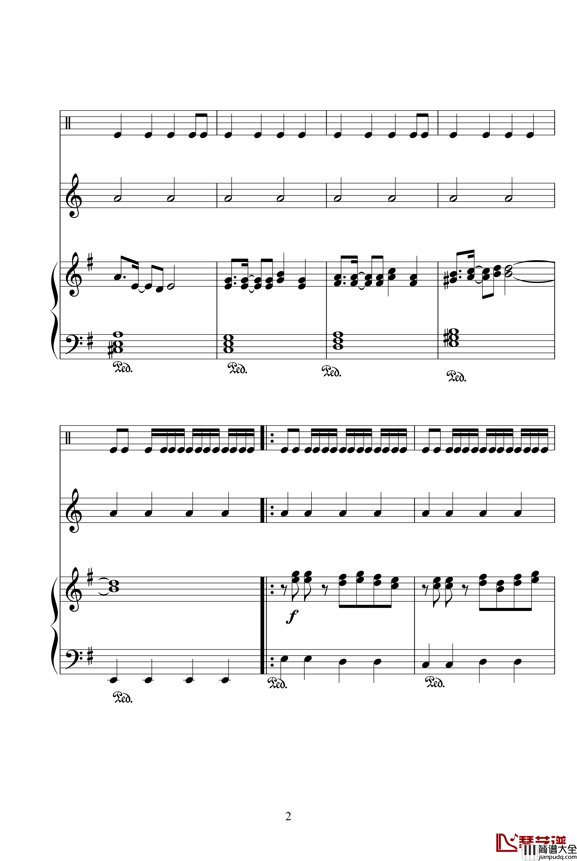 Two_Mix_リズムのメロディー钢琴谱_动漫影视