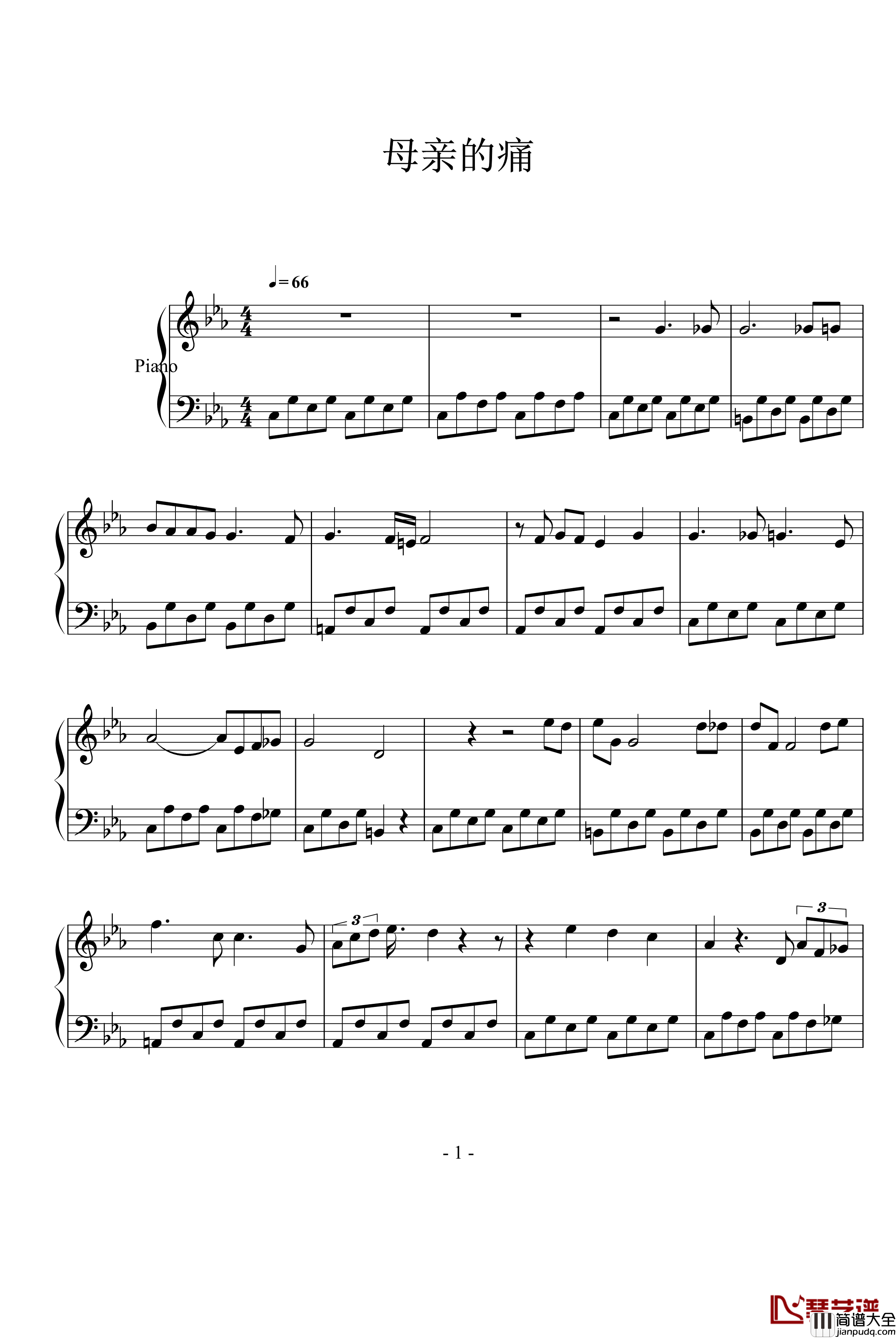 母亲的痛钢琴谱_韩日剧_人鱼小姐