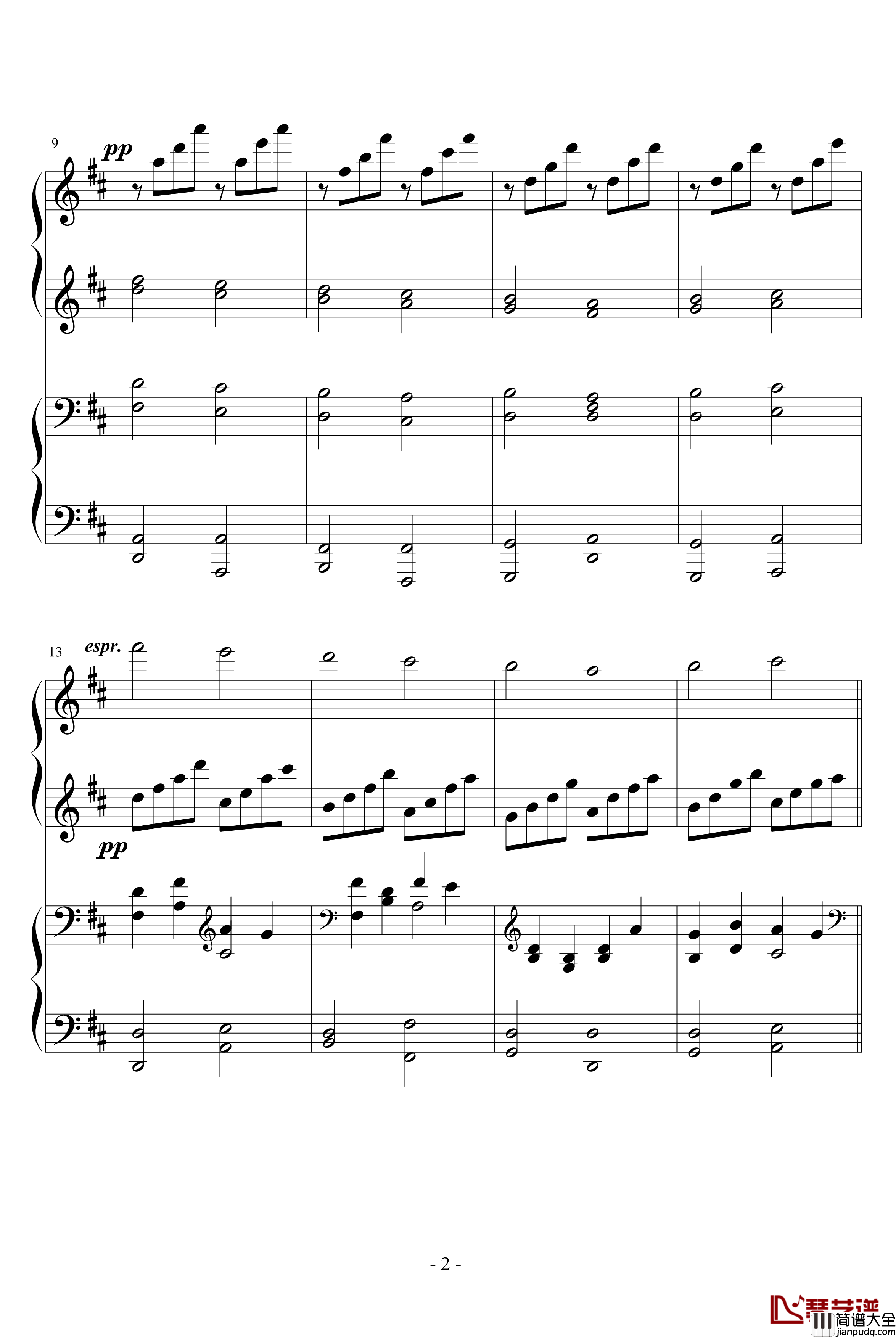 卡农四手钢琴谱_转_帕赫贝尔_Pachelbel