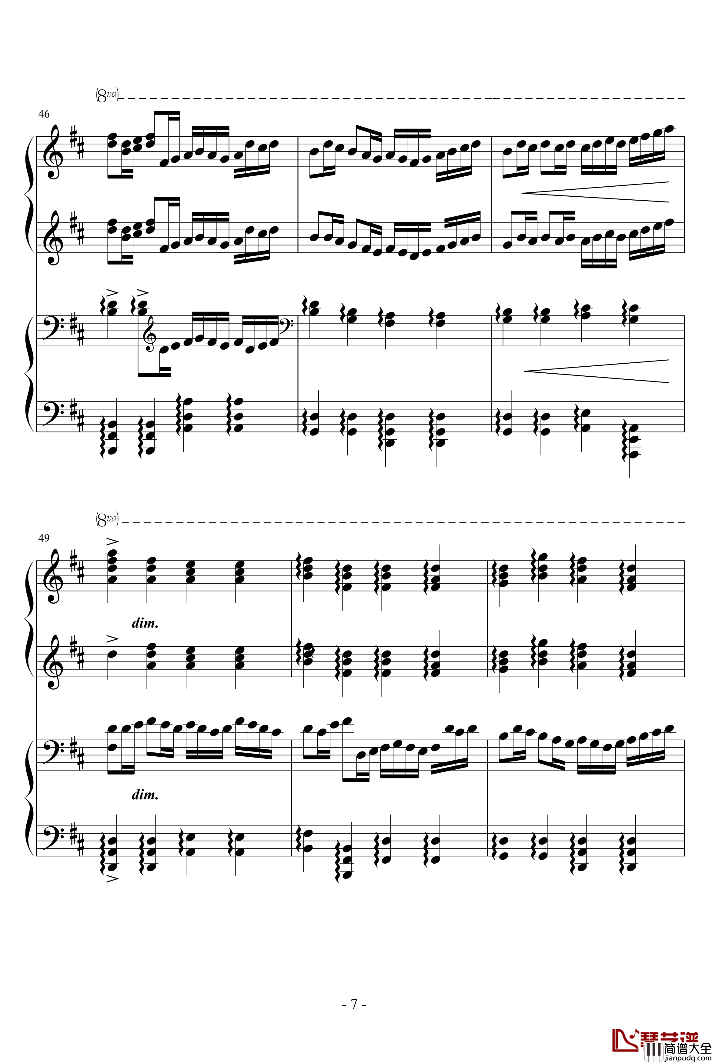 卡农四手钢琴谱_转_帕赫贝尔_Pachelbel