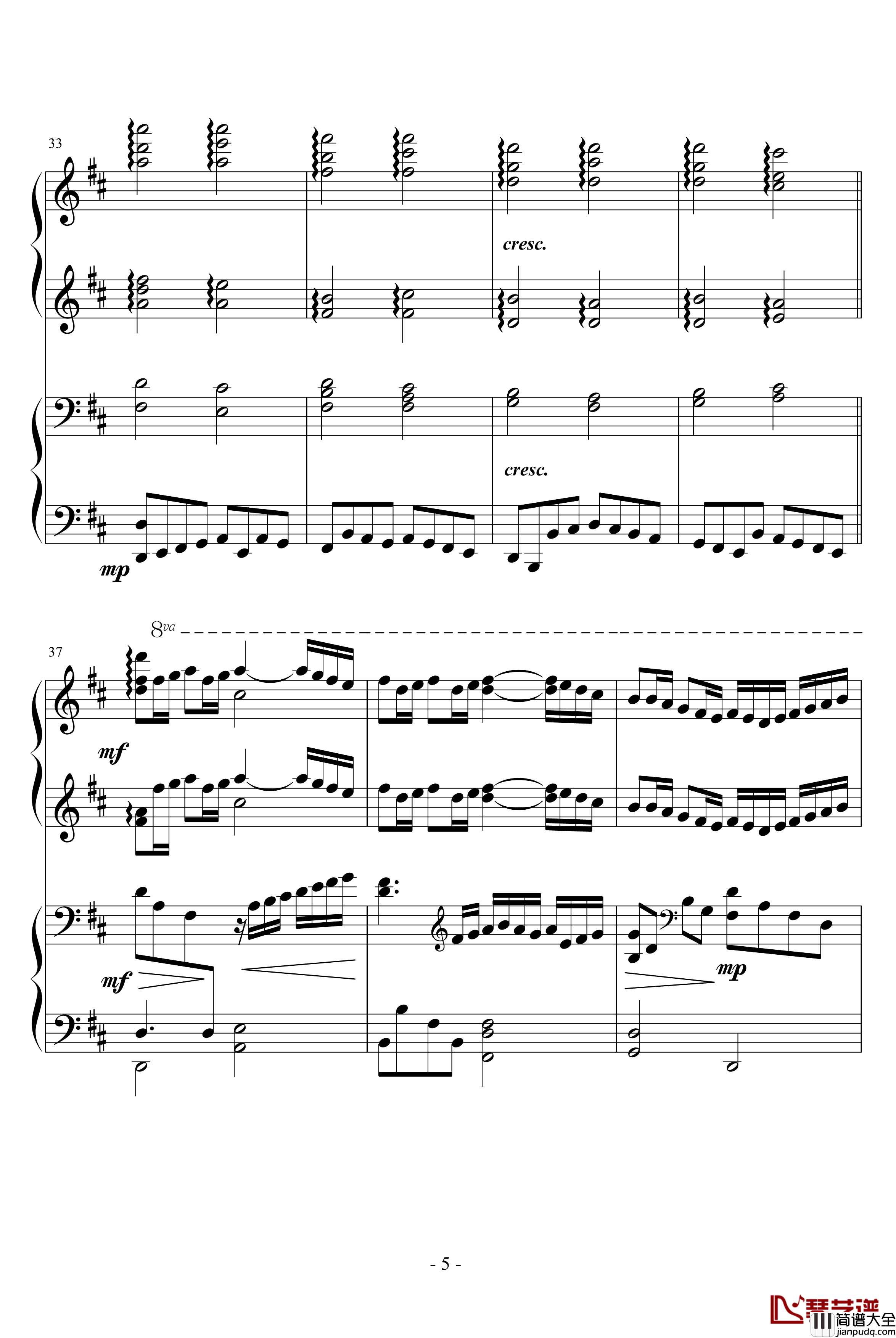 卡农四手钢琴谱_转_帕赫贝尔_Pachelbel