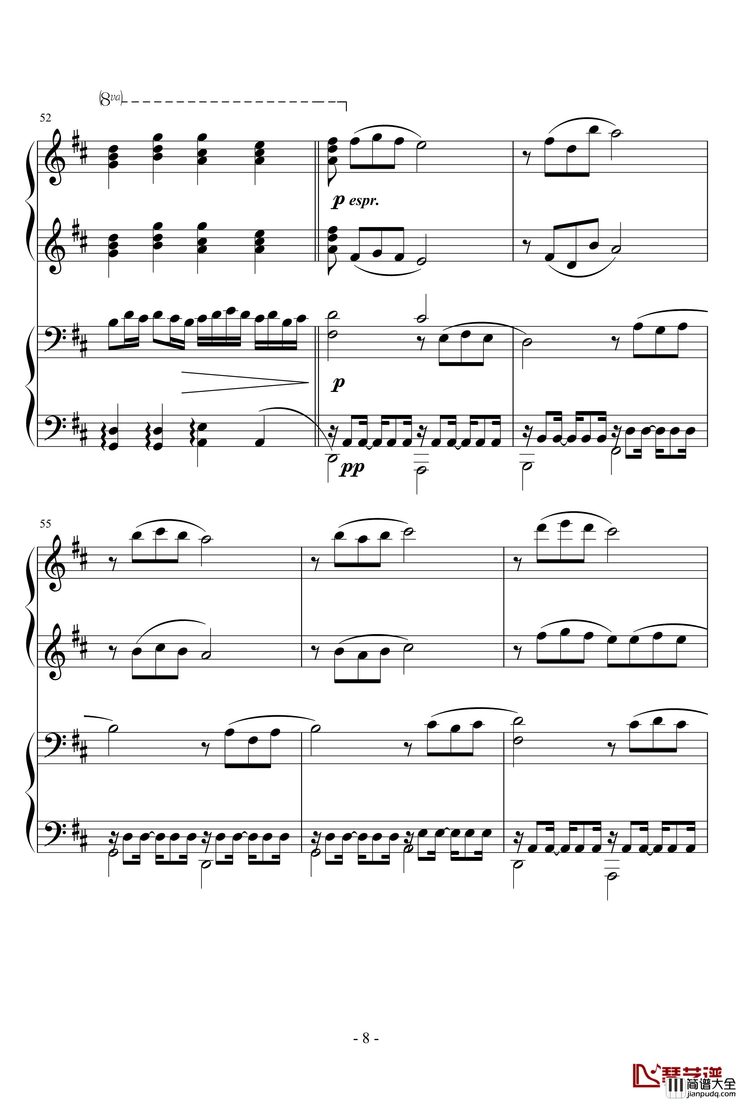 卡农四手钢琴谱_转_帕赫贝尔_Pachelbel