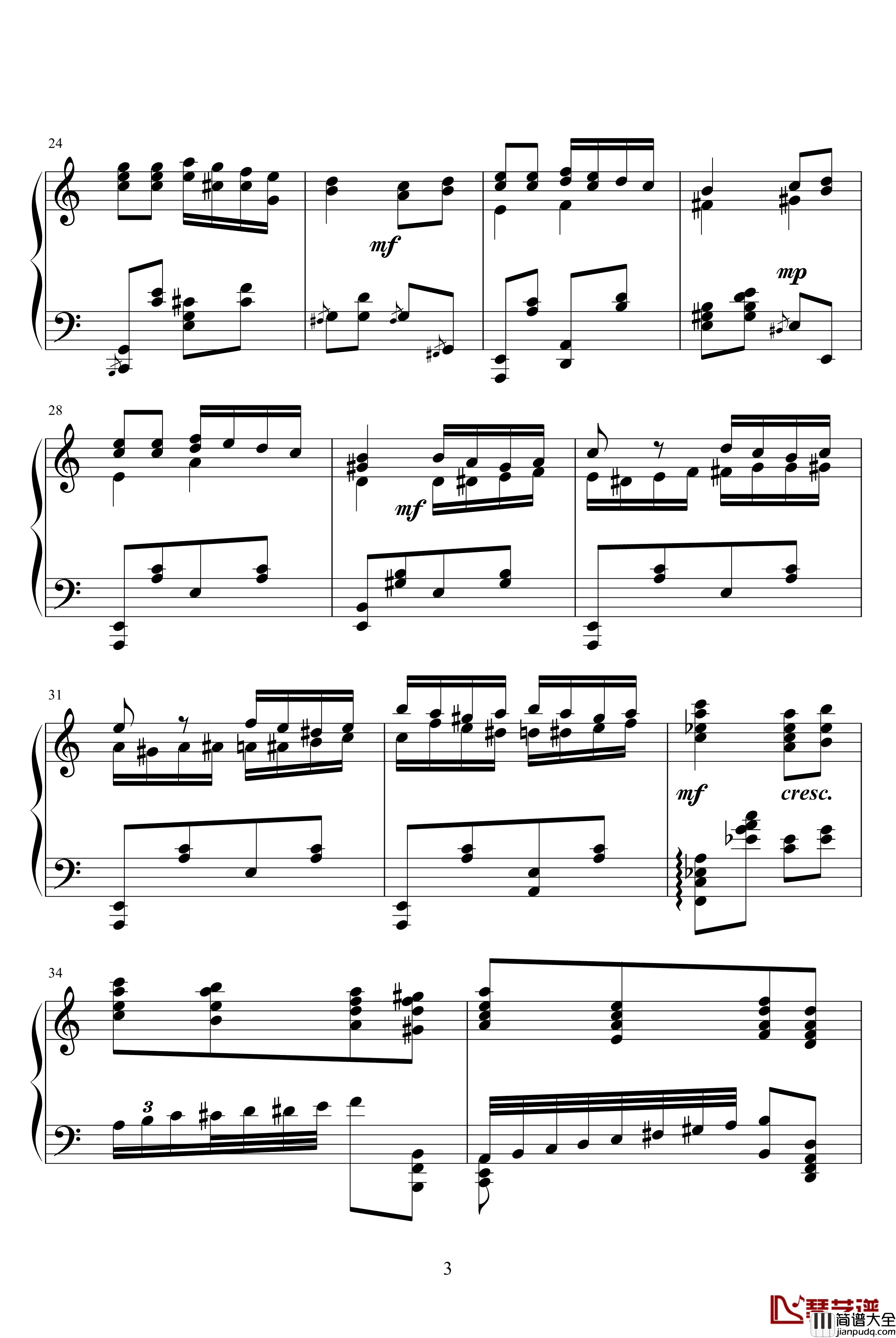 土耳其进行曲钢琴谱_莫扎特_瓦洛多斯改编莫扎特