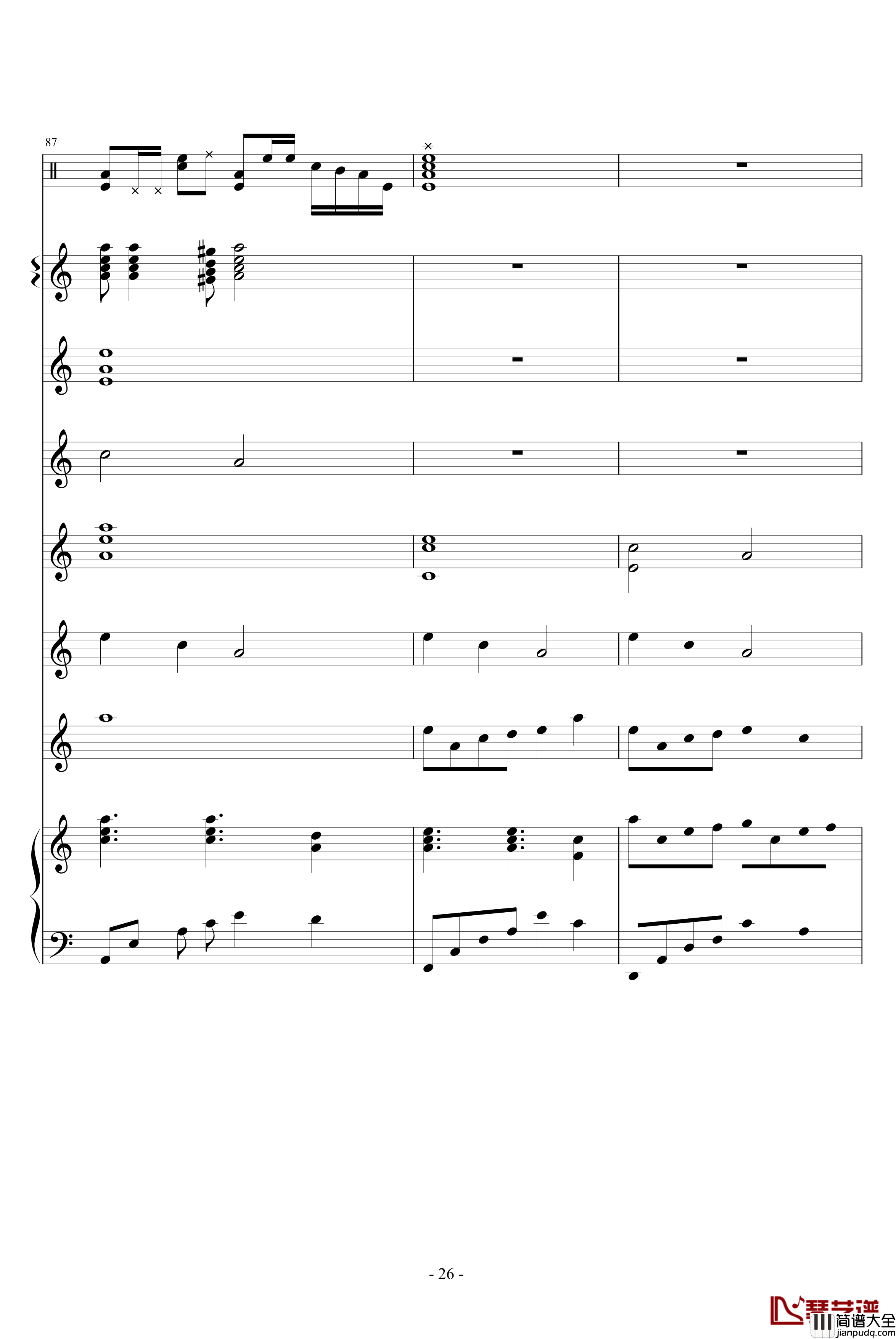 因为有你钢琴谱_佐児聼樂