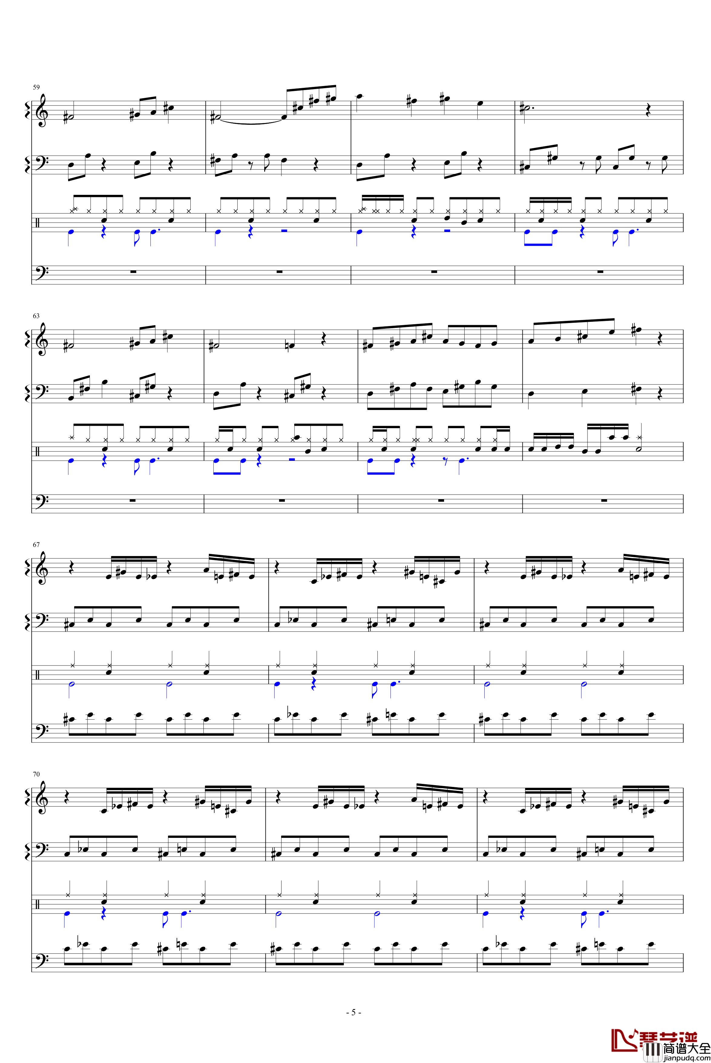 怀念东方之血+飘上月球不死之烟钢琴谱+鼓谱_动漫影视