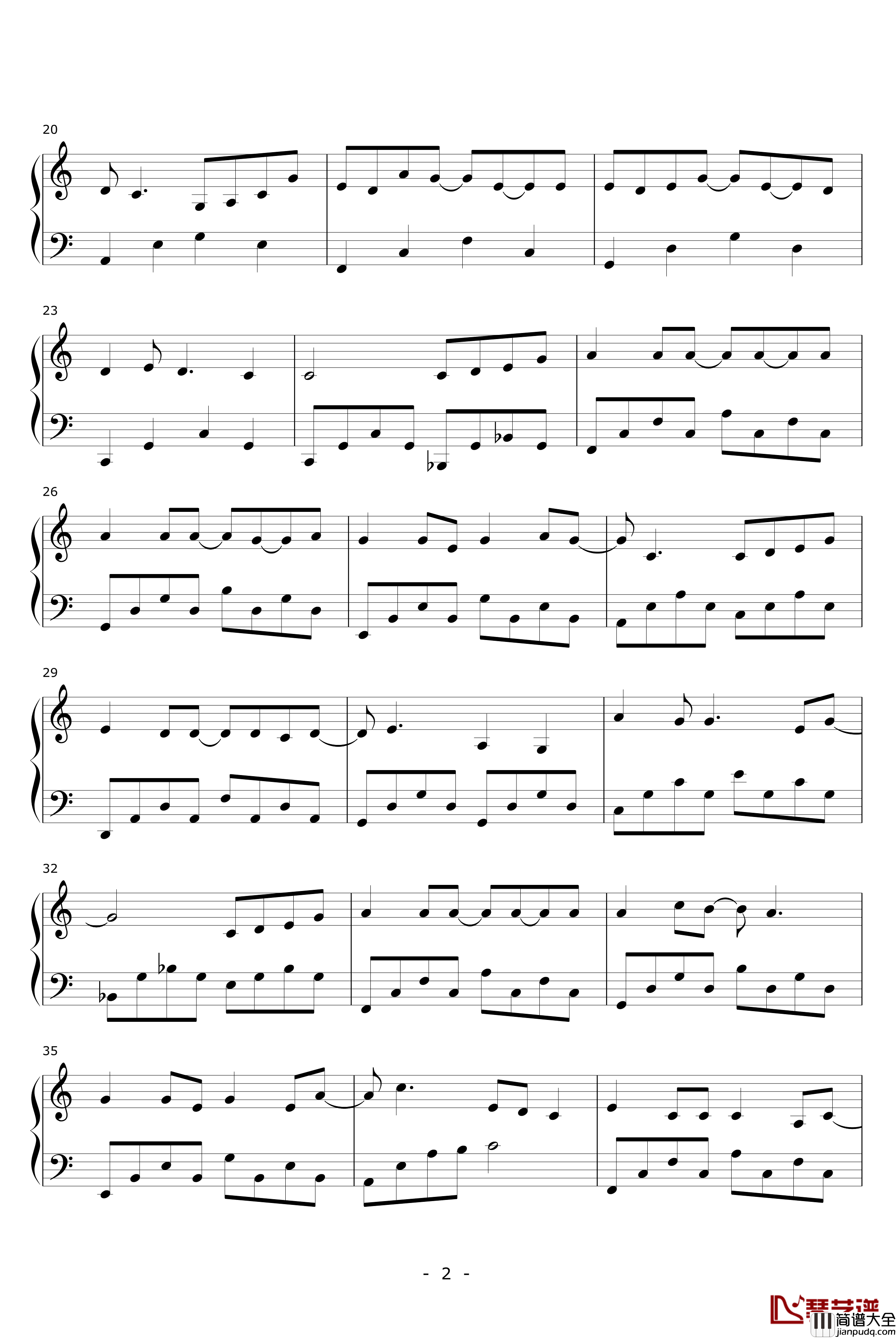 年度之歌钢琴谱_谢安琪