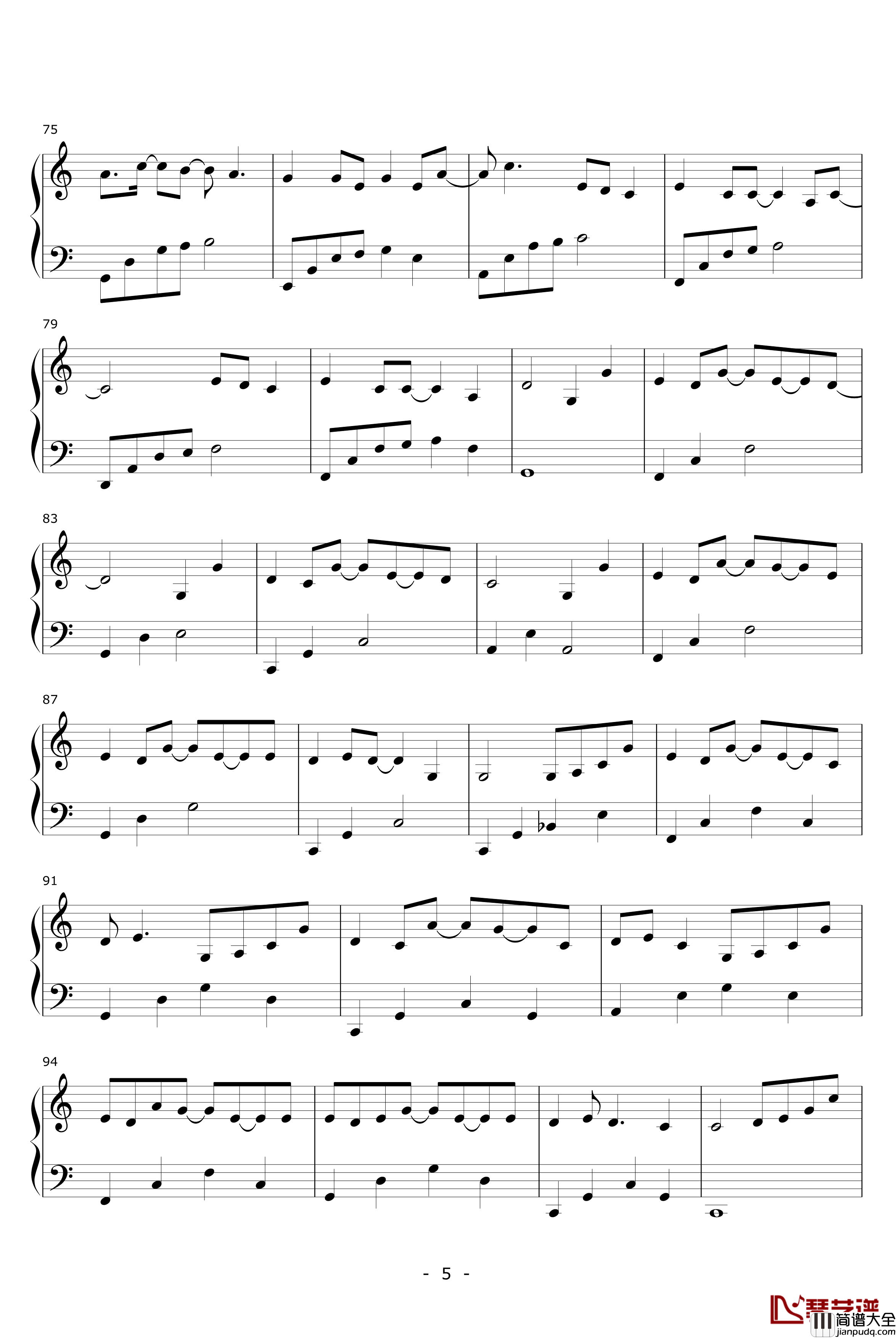 年度之歌钢琴谱_谢安琪