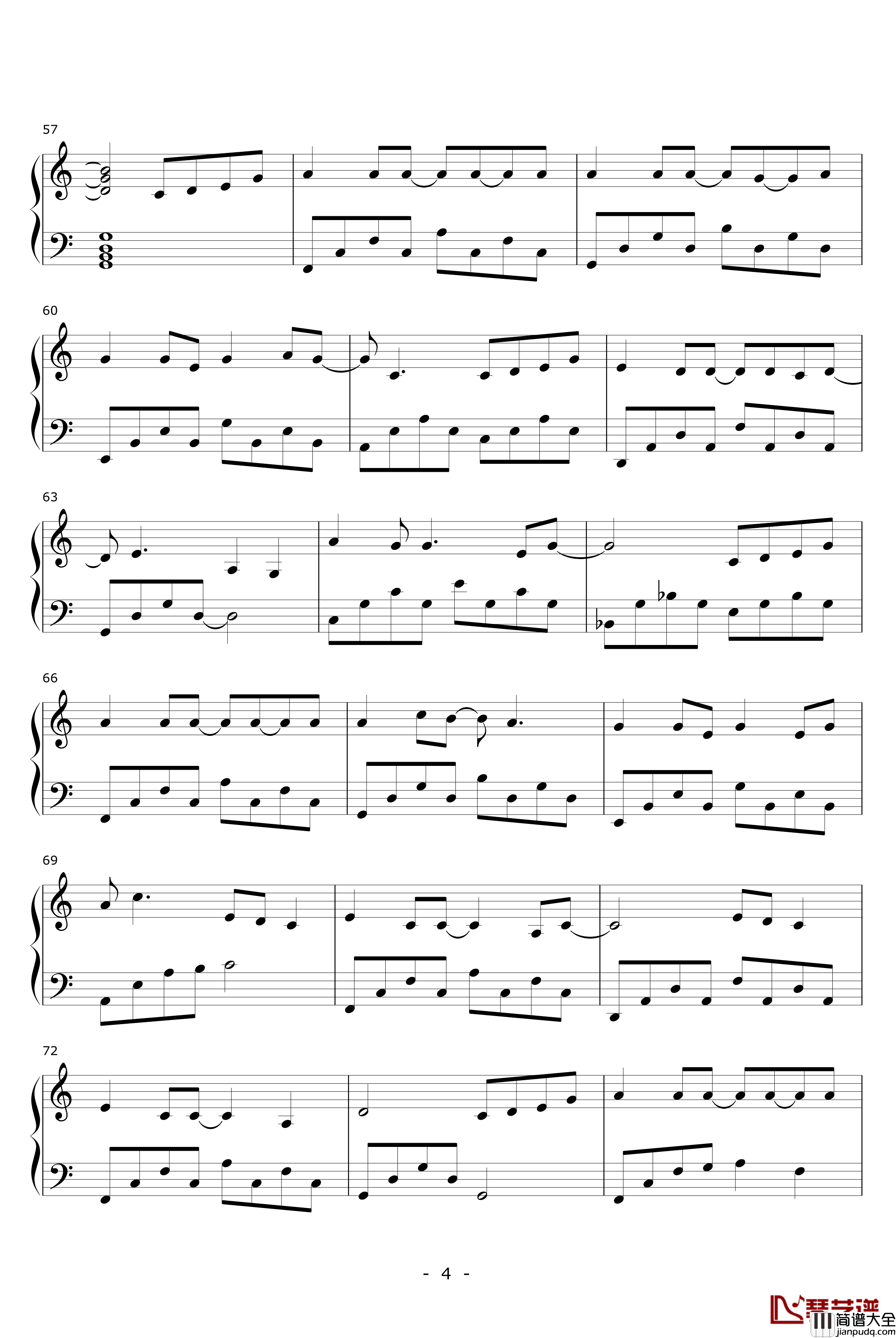 年度之歌钢琴谱_谢安琪