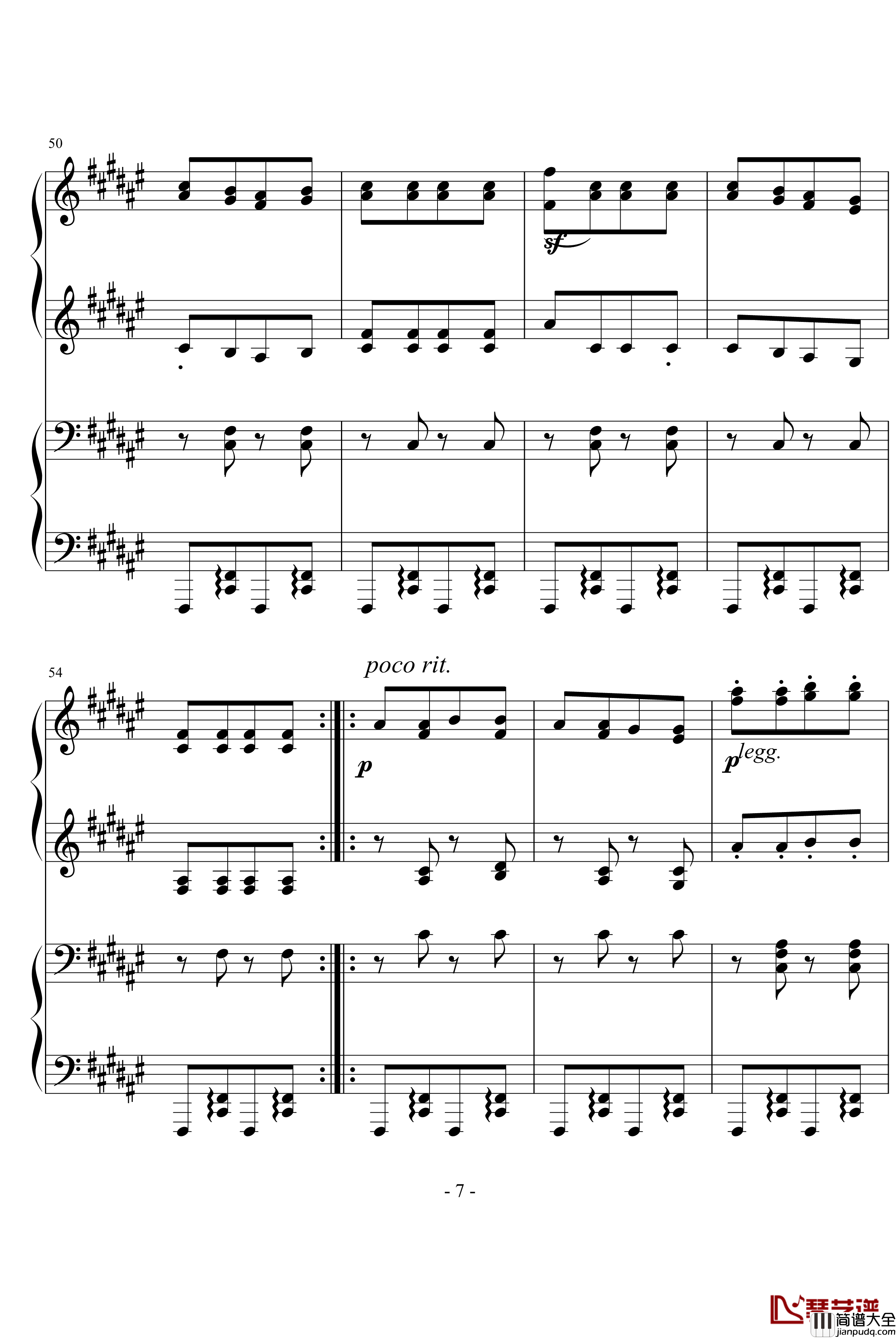 匈牙利舞曲第5号钢琴谱_勃拉姆斯_Brahms