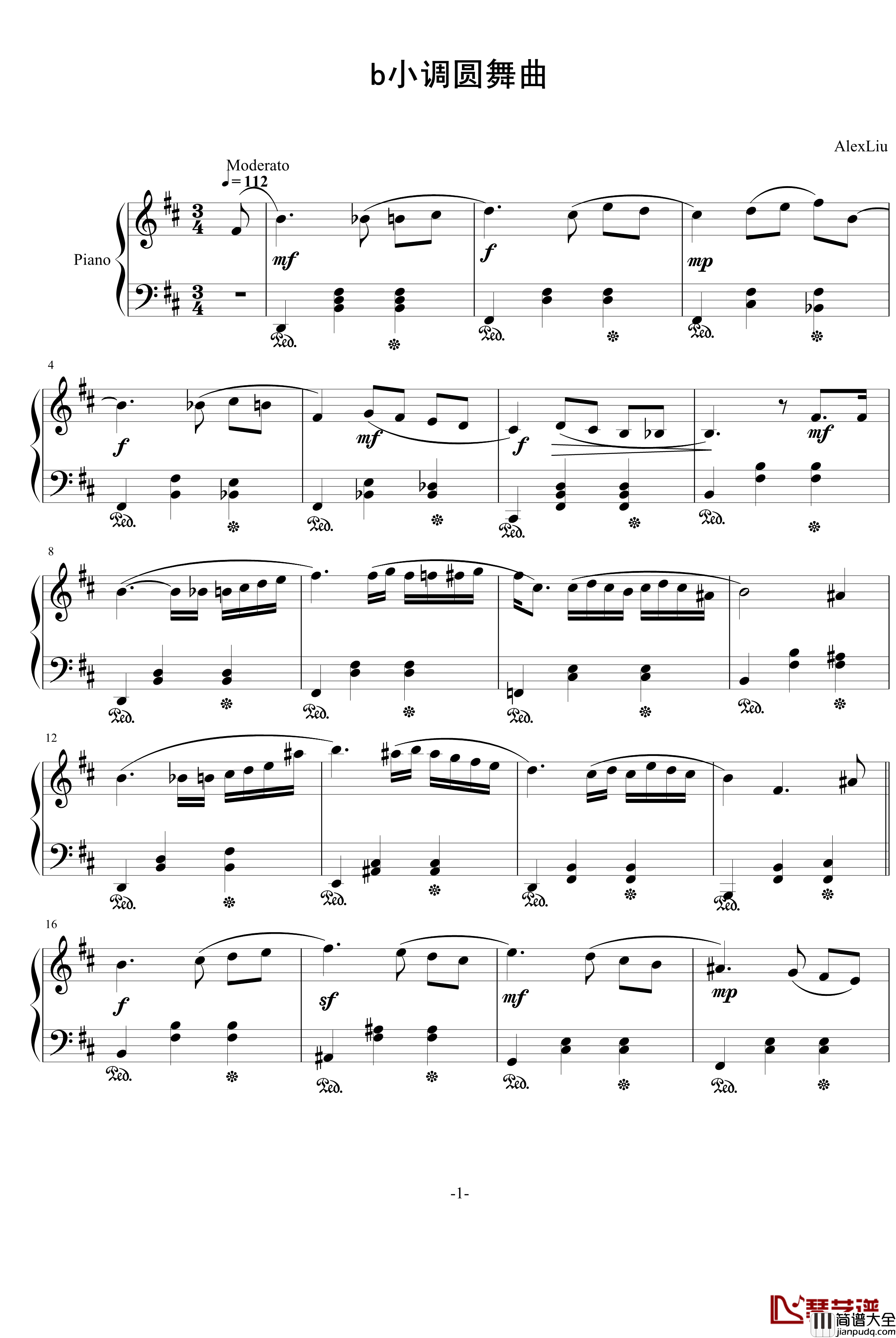 b小调圆舞曲重逢钢琴谱_AlexLiu