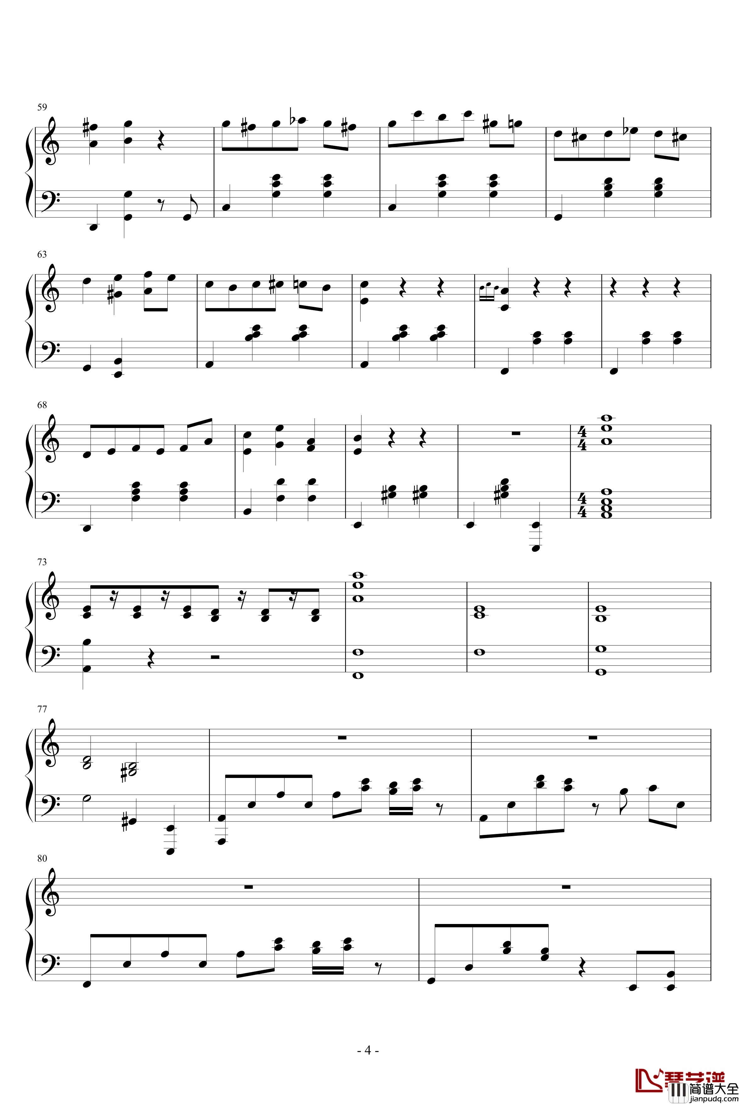 夜洛第一首即兴曲告别钢琴谱_ellocz