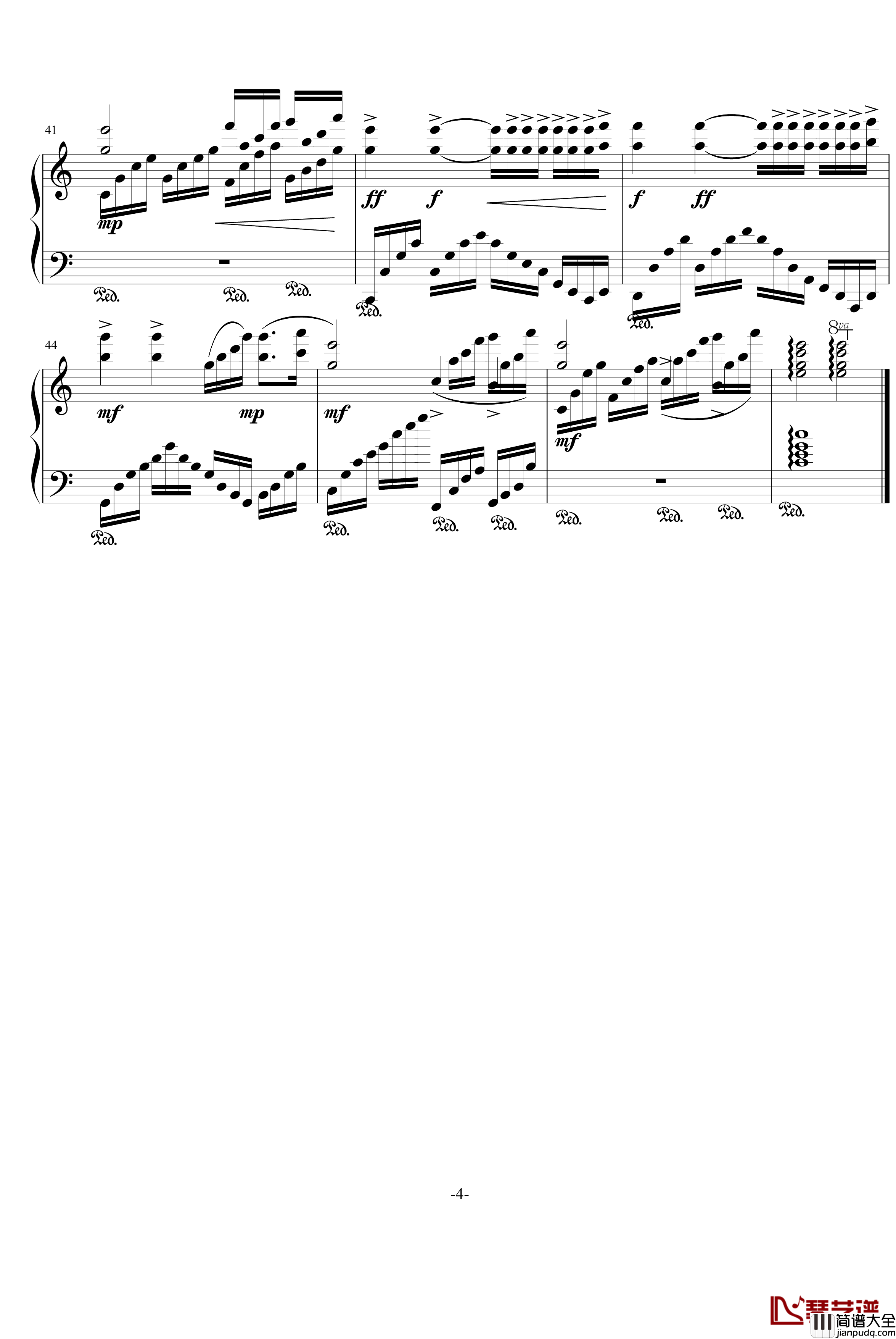 水边的阿狄丽娜钢琴谱_AlexLiu改编版_奥利维尔·杜桑