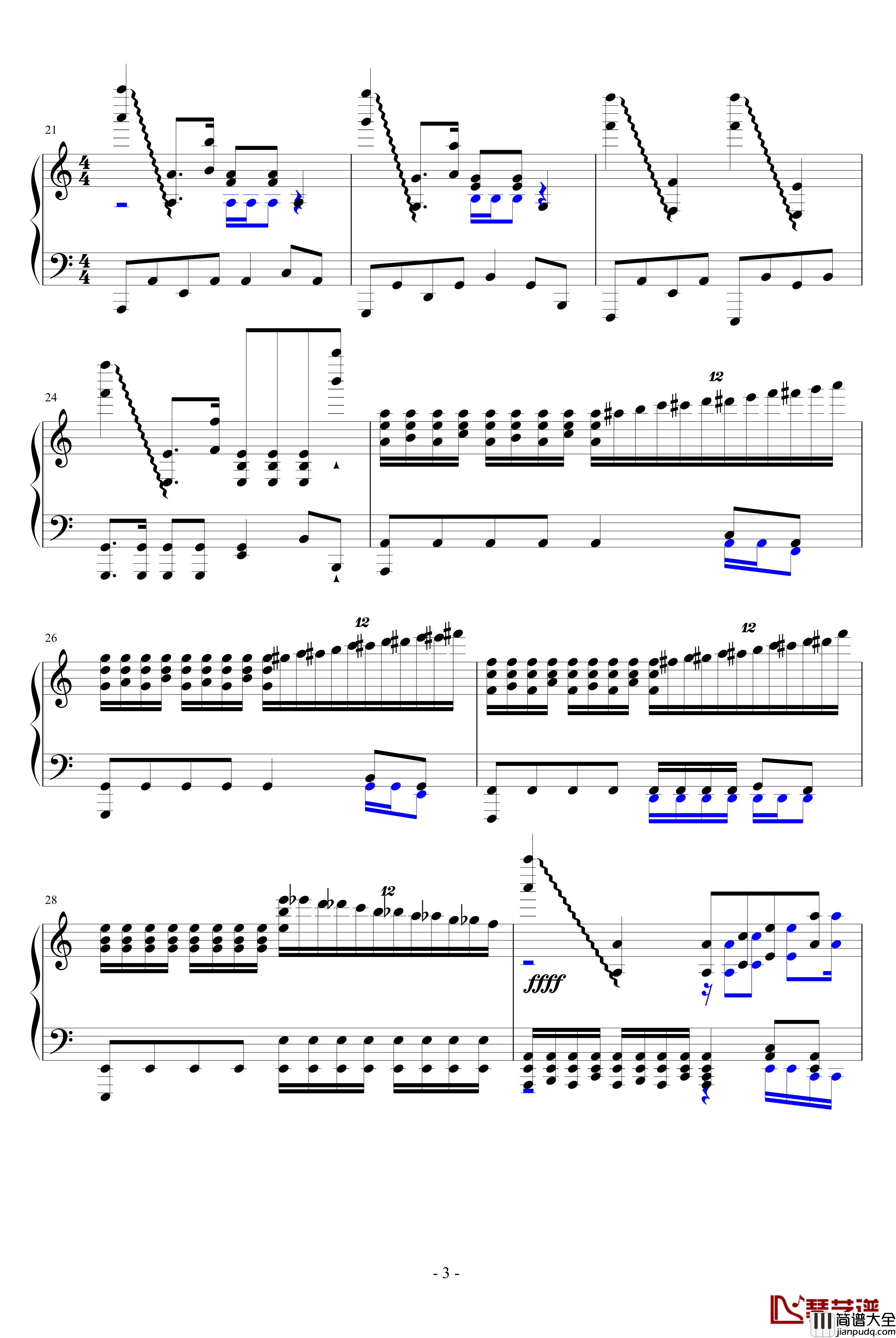 去屑用飘杂钢琴谱_升c小调