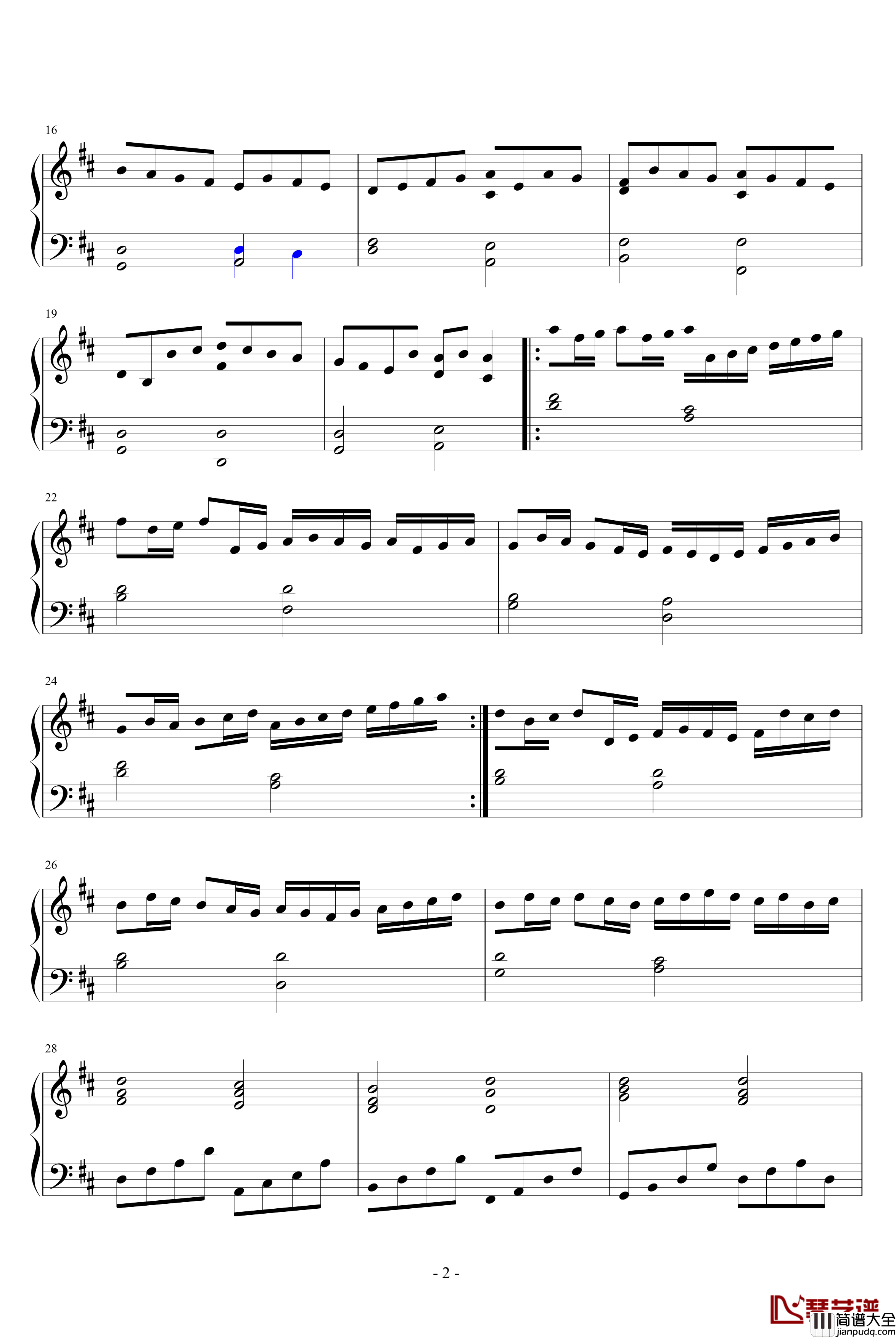 Canon_in_Major钢琴谱_卡农_简易版_帕赫贝尔_Pachelbel