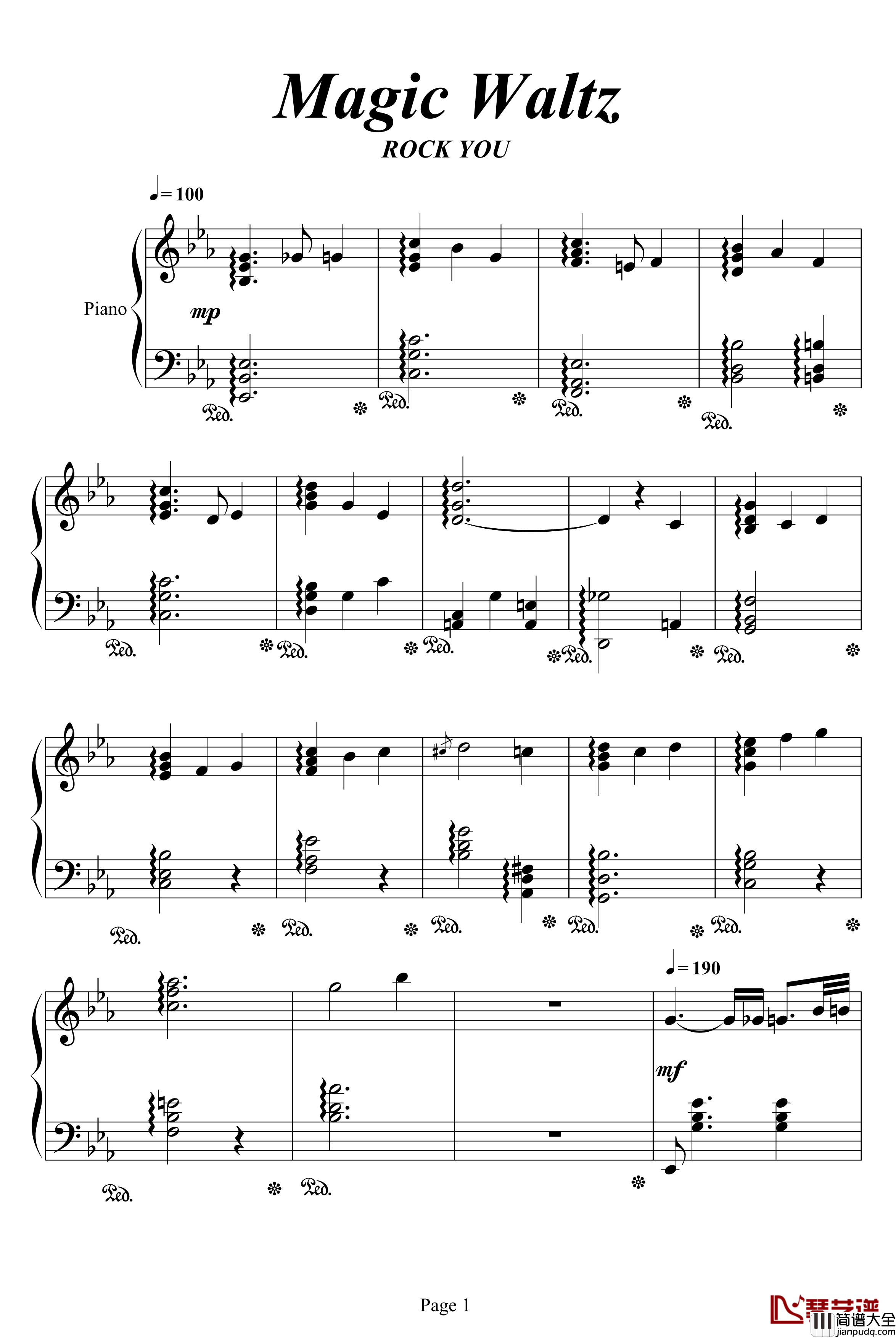 Magic_Waltz钢琴谱_海上钢琴师