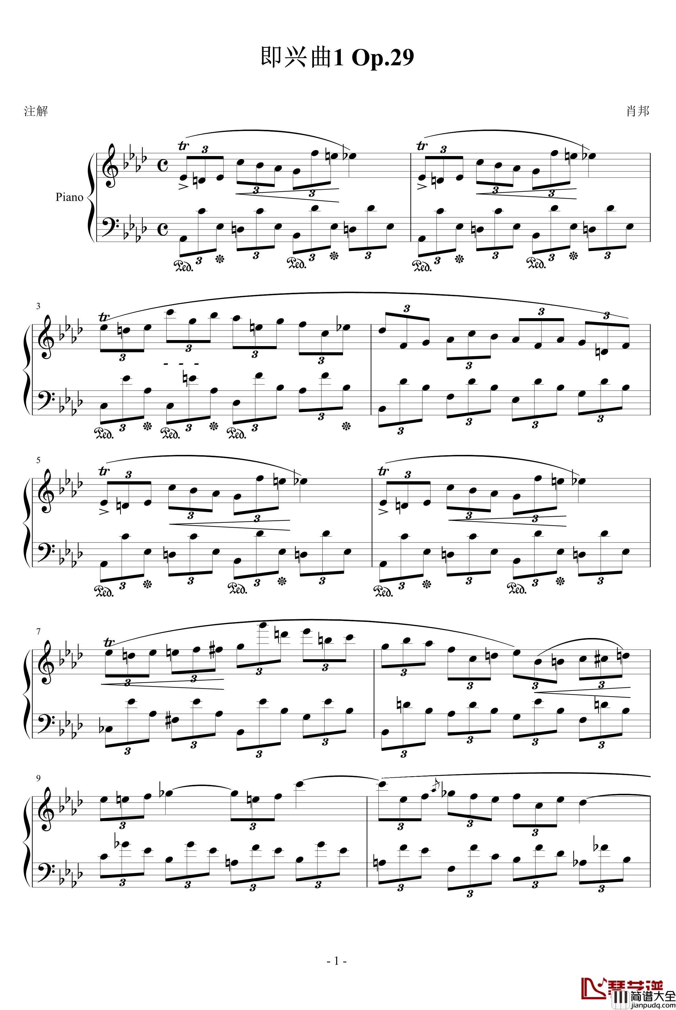 即兴曲第一首Op.29钢琴谱_肖邦_chopin