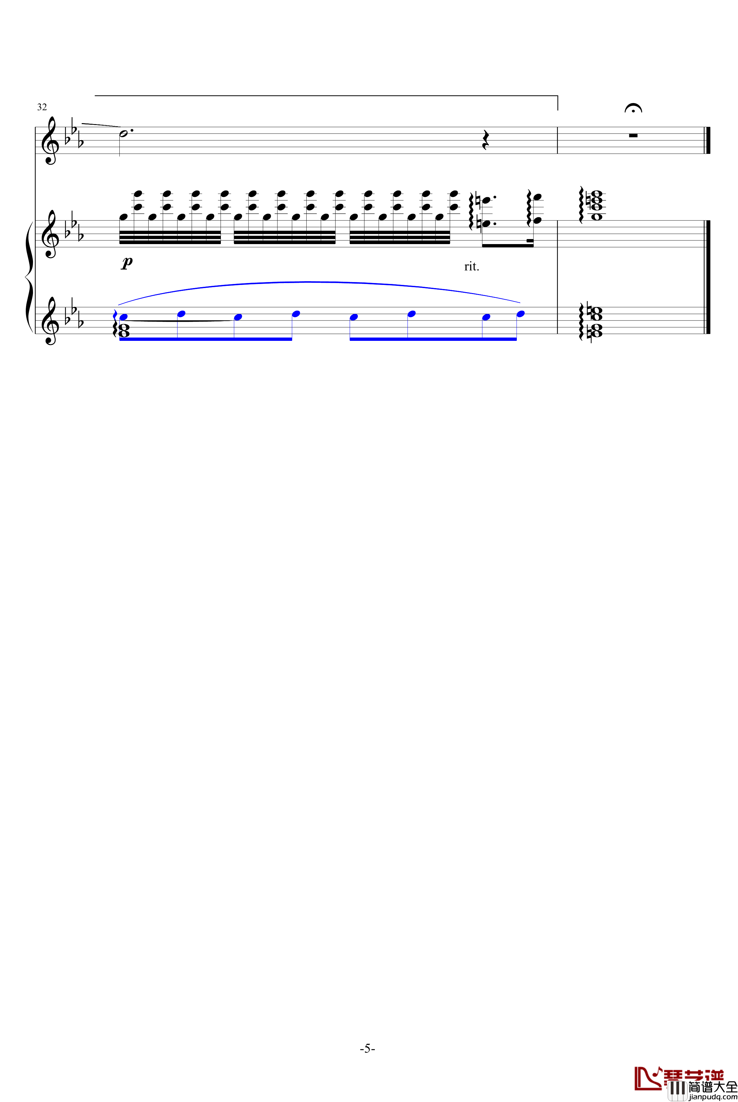 美丽的孔雀河钢琴谱_中国名曲