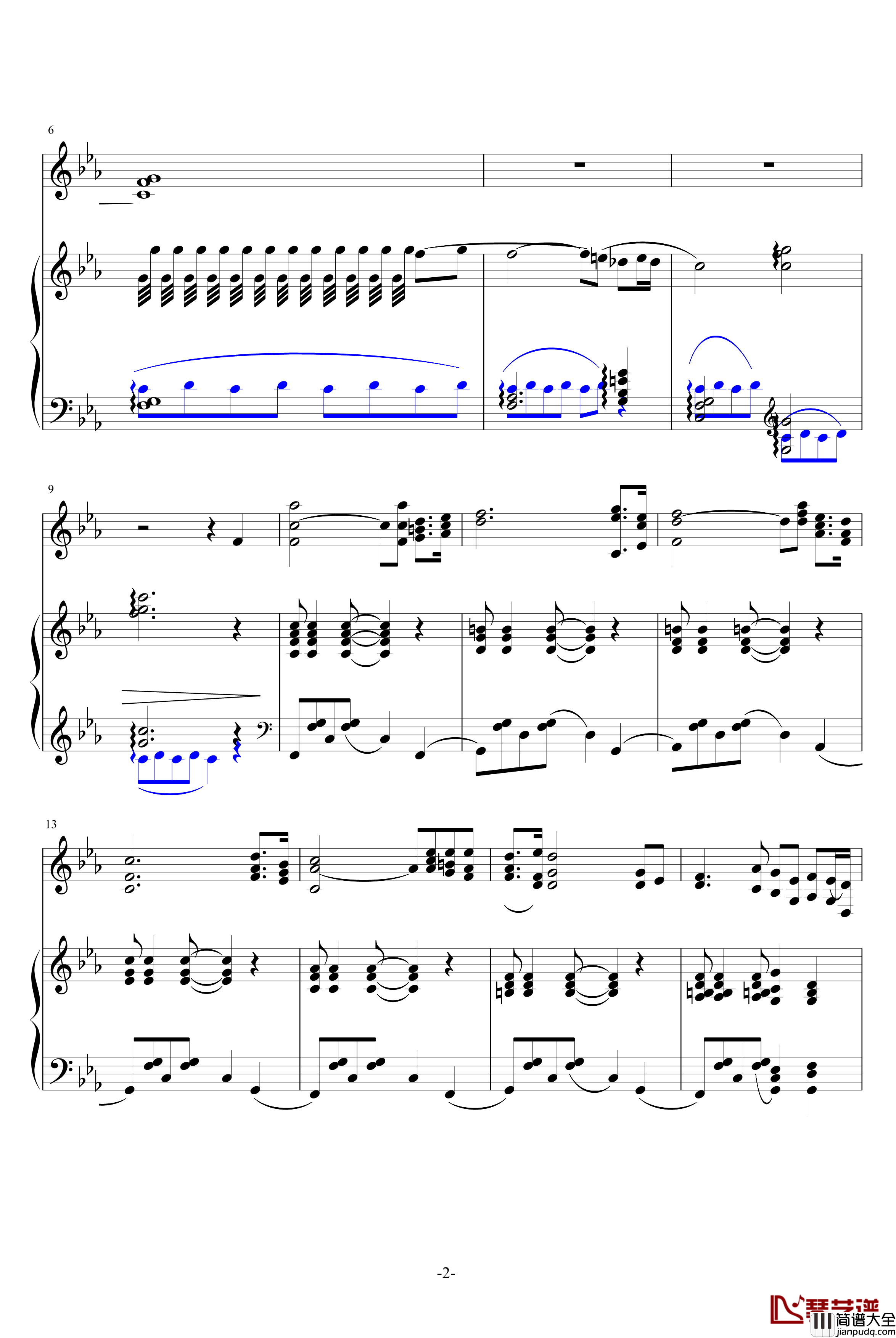 美丽的孔雀河钢琴谱_中国名曲