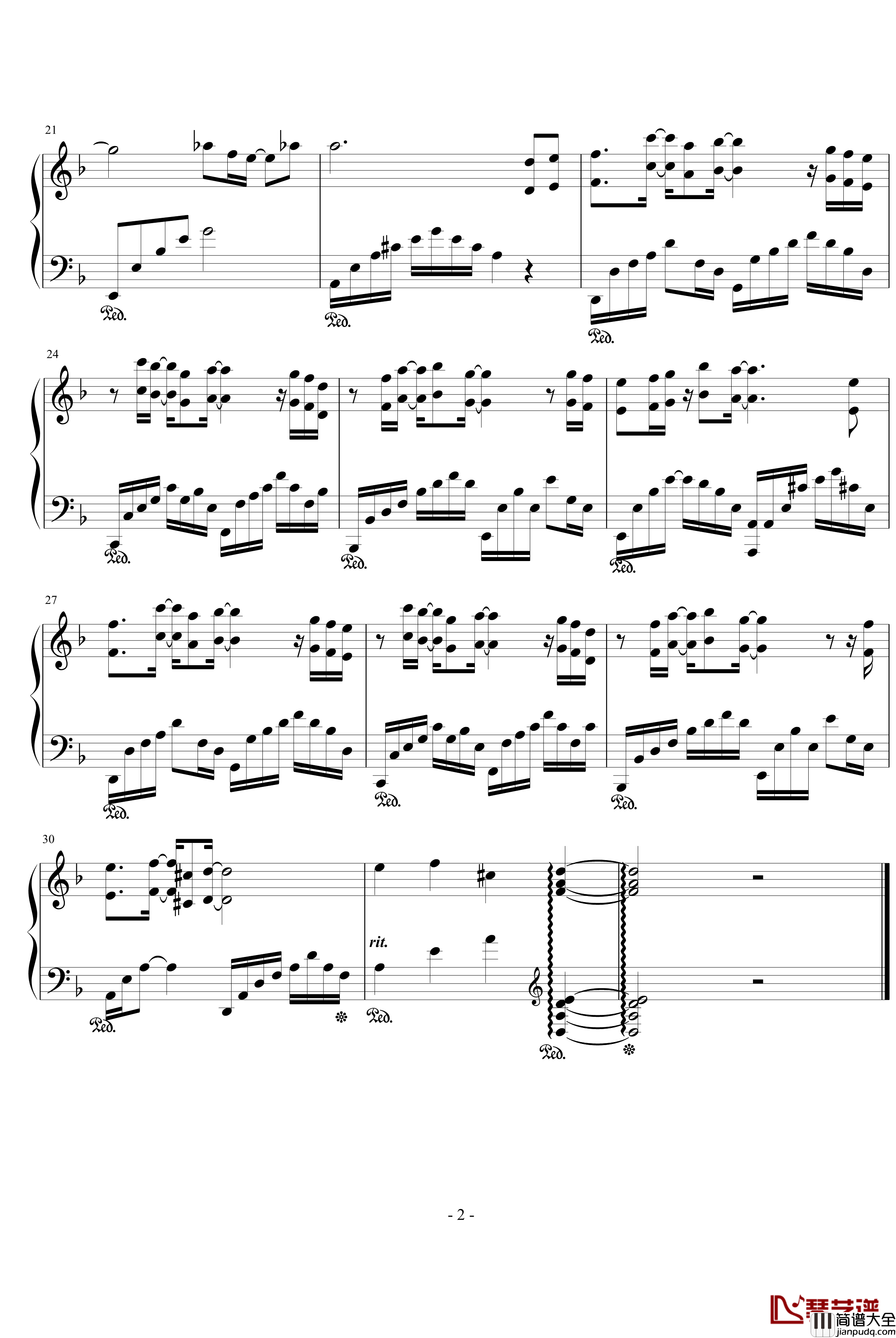 So_Sad钢琴谱_星光眼泪演奏版_韩版_花样男子__韩日剧