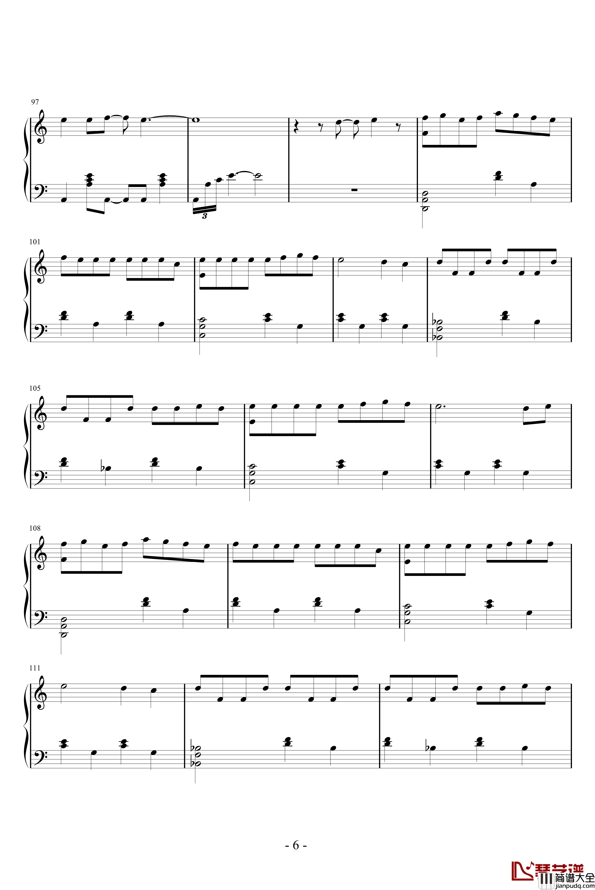 火柴天堂钢琴谱_钢琴演奏谱_熊天平