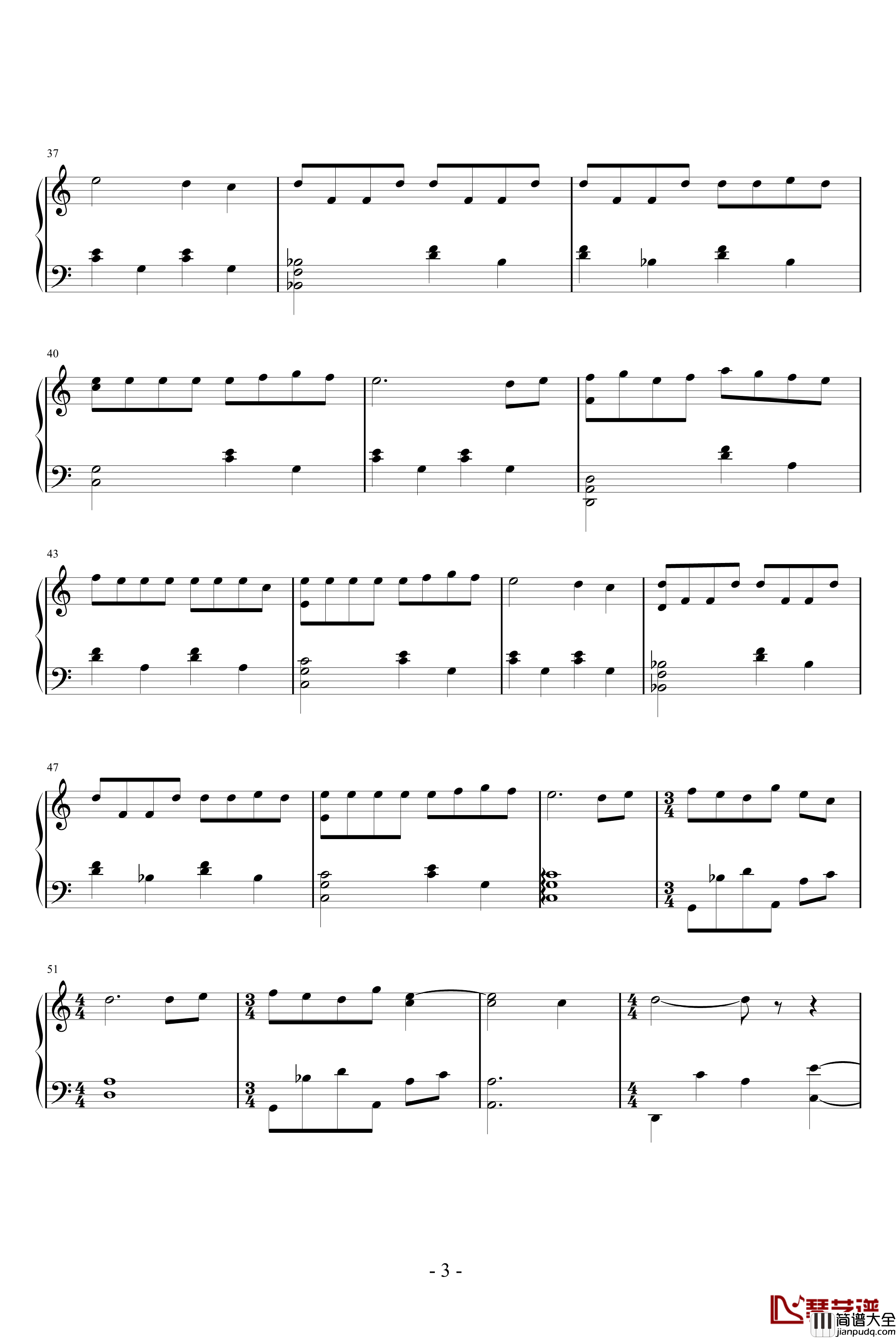 火柴天堂钢琴谱_钢琴演奏谱_熊天平