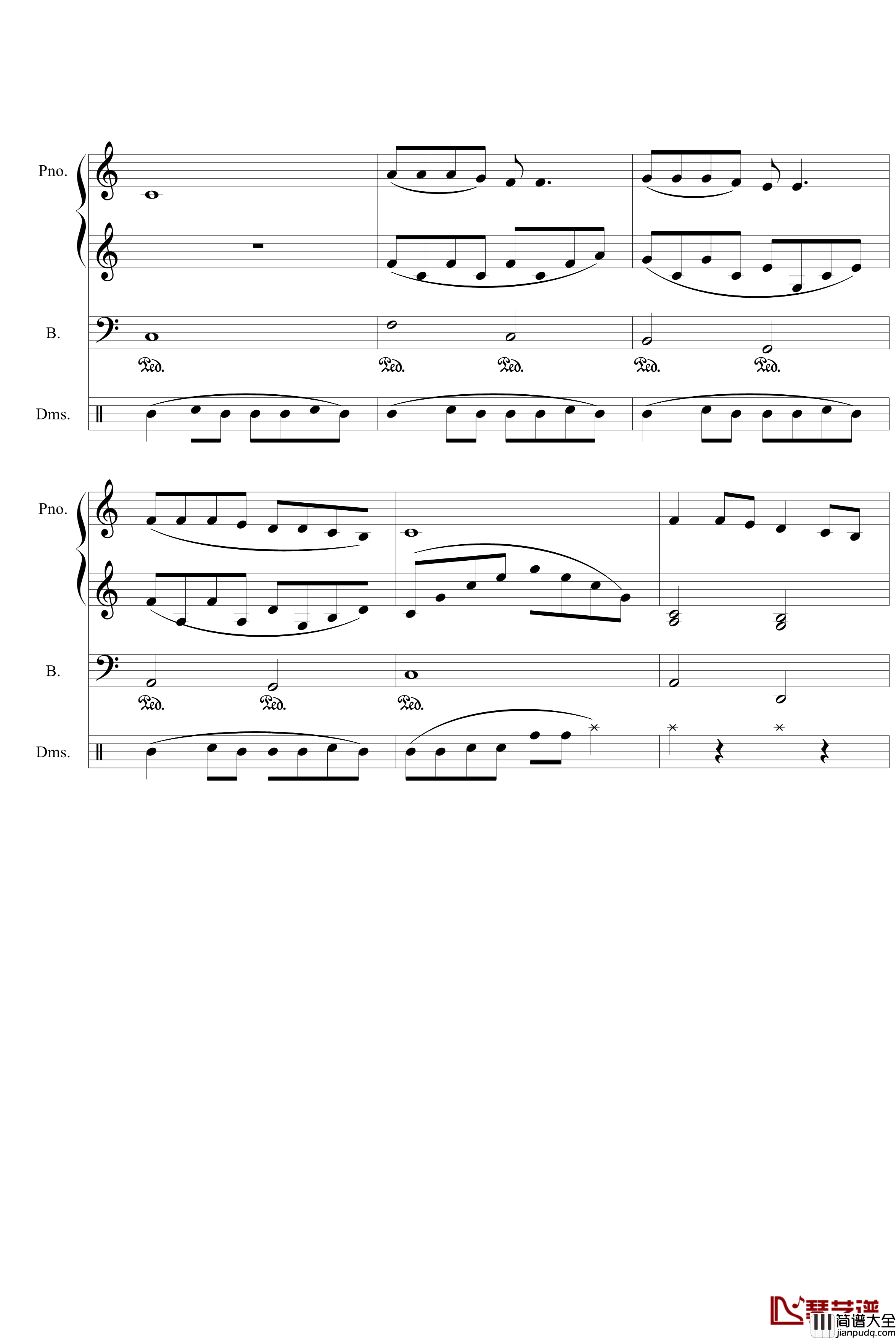 狐步即兴曲钢琴谱_带打击乐_快乐的猪