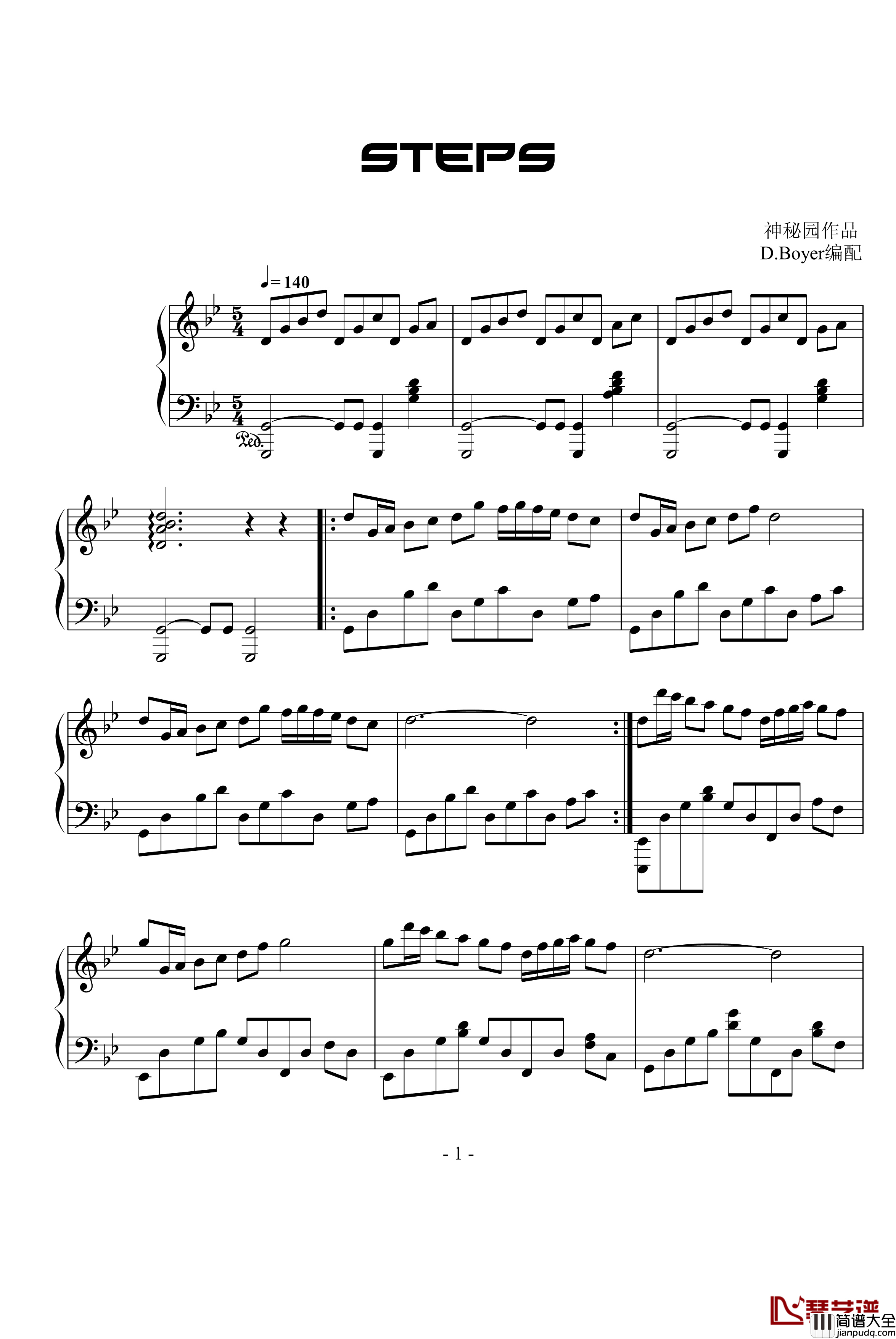 Steps钢琴谱_步伐_神秘园
