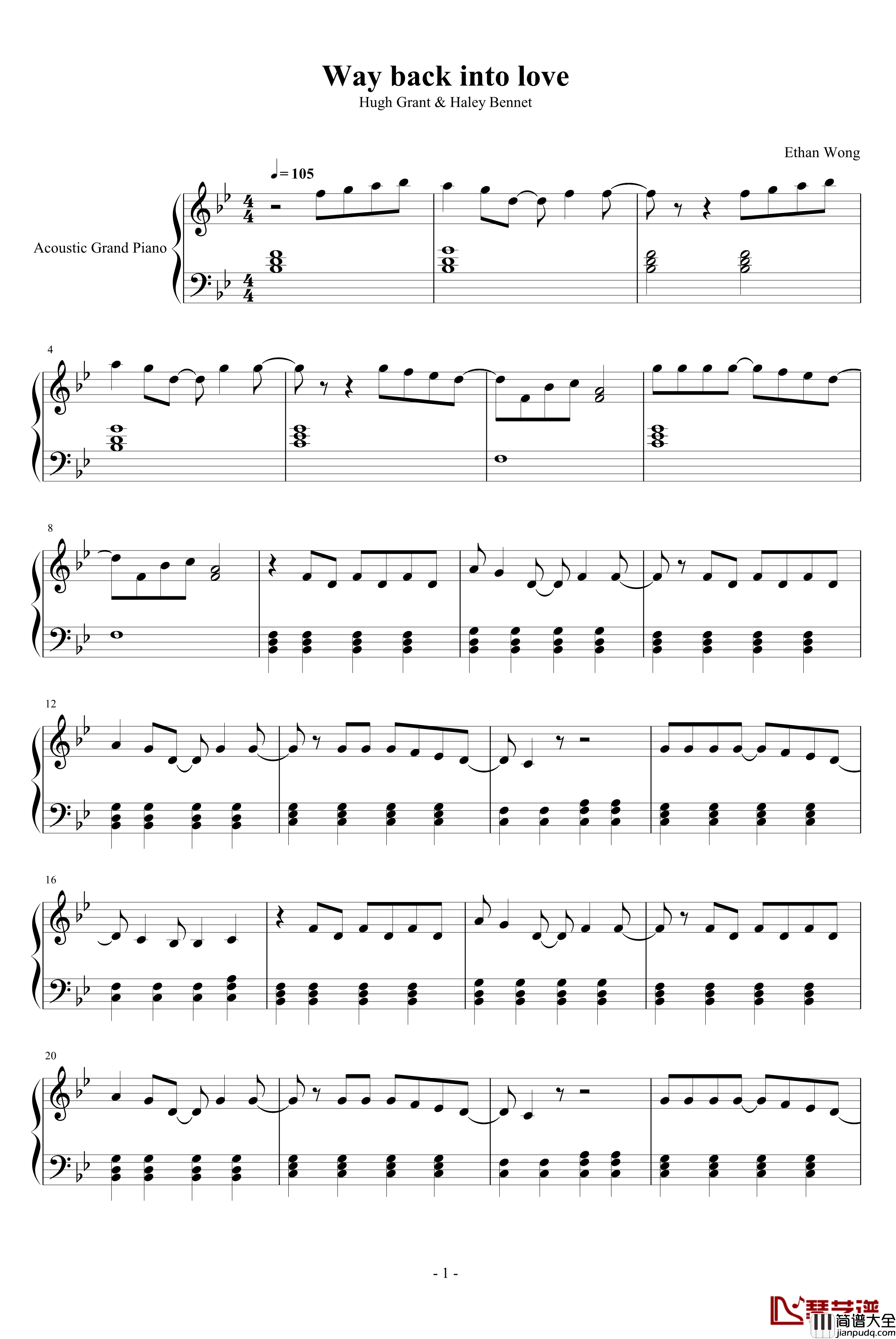 Way_Back_Into_Love钢琴谱_影视