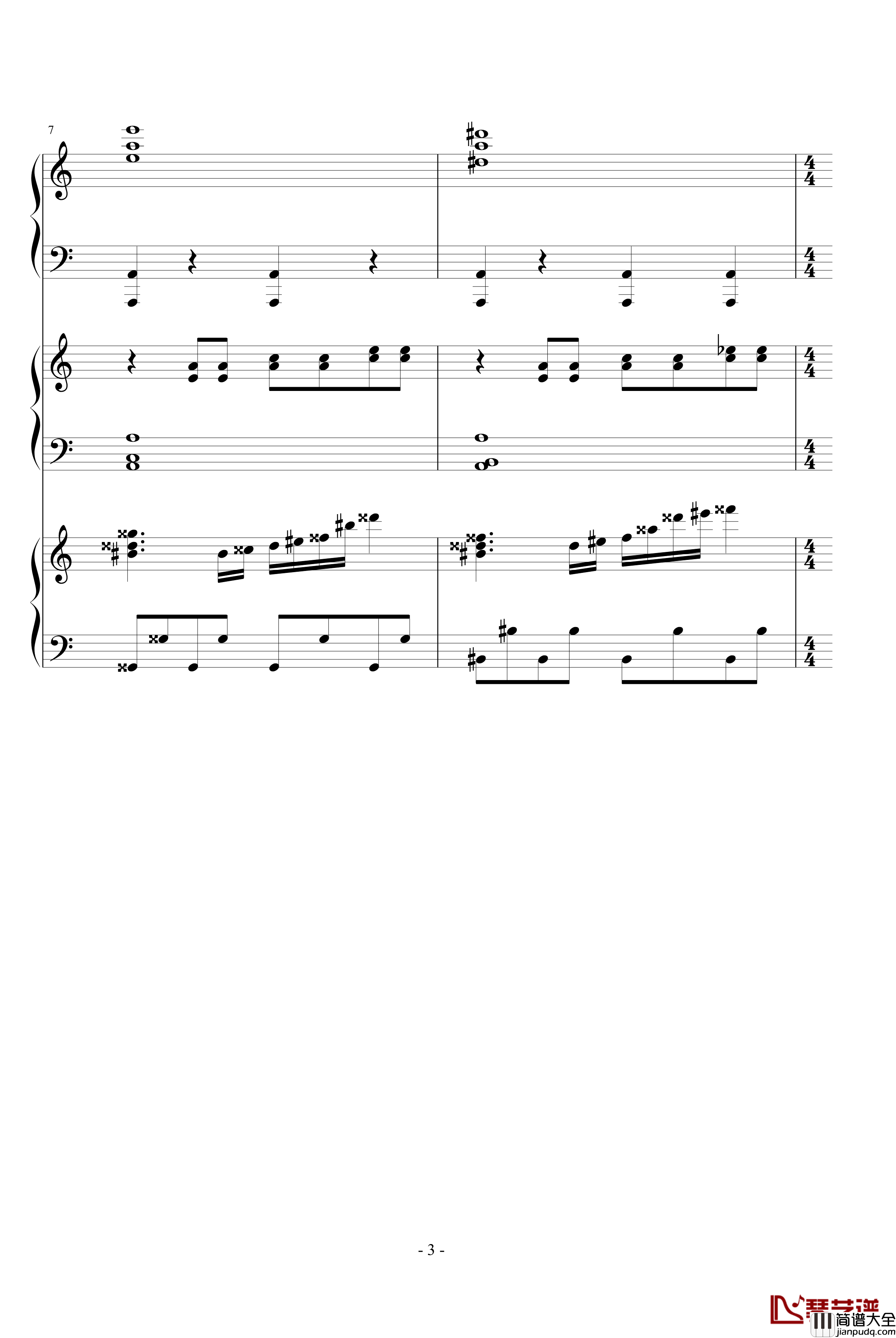 土耳其圣少女领域钢琴谱_进行曲_重修_莫扎特