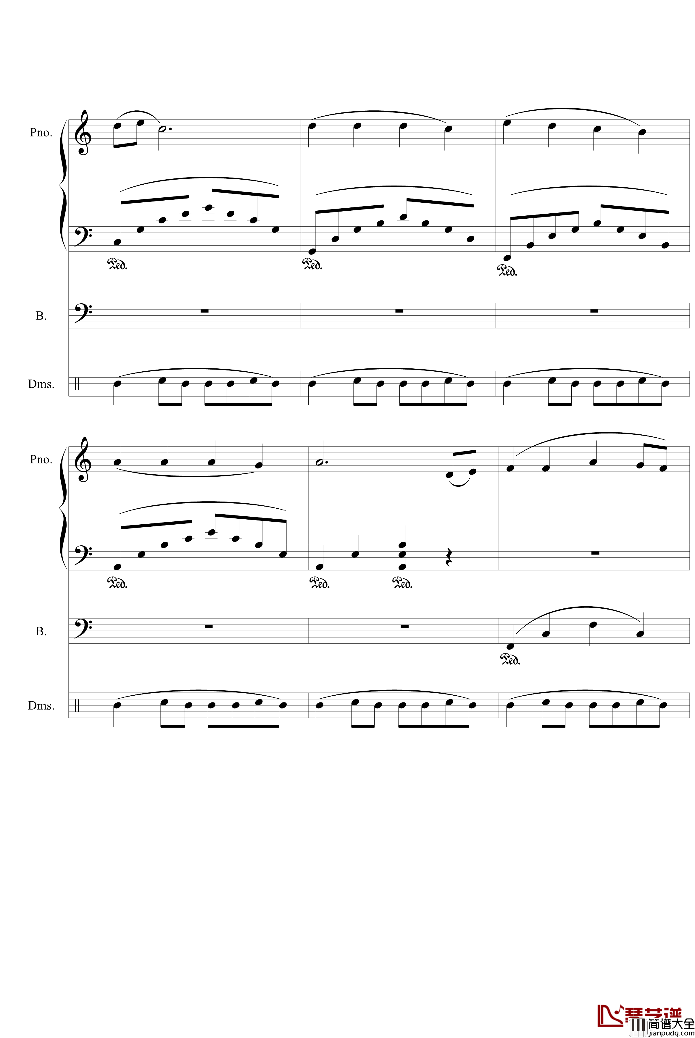 赐给你的爱钢琴谱_打击乐版_快乐的猪