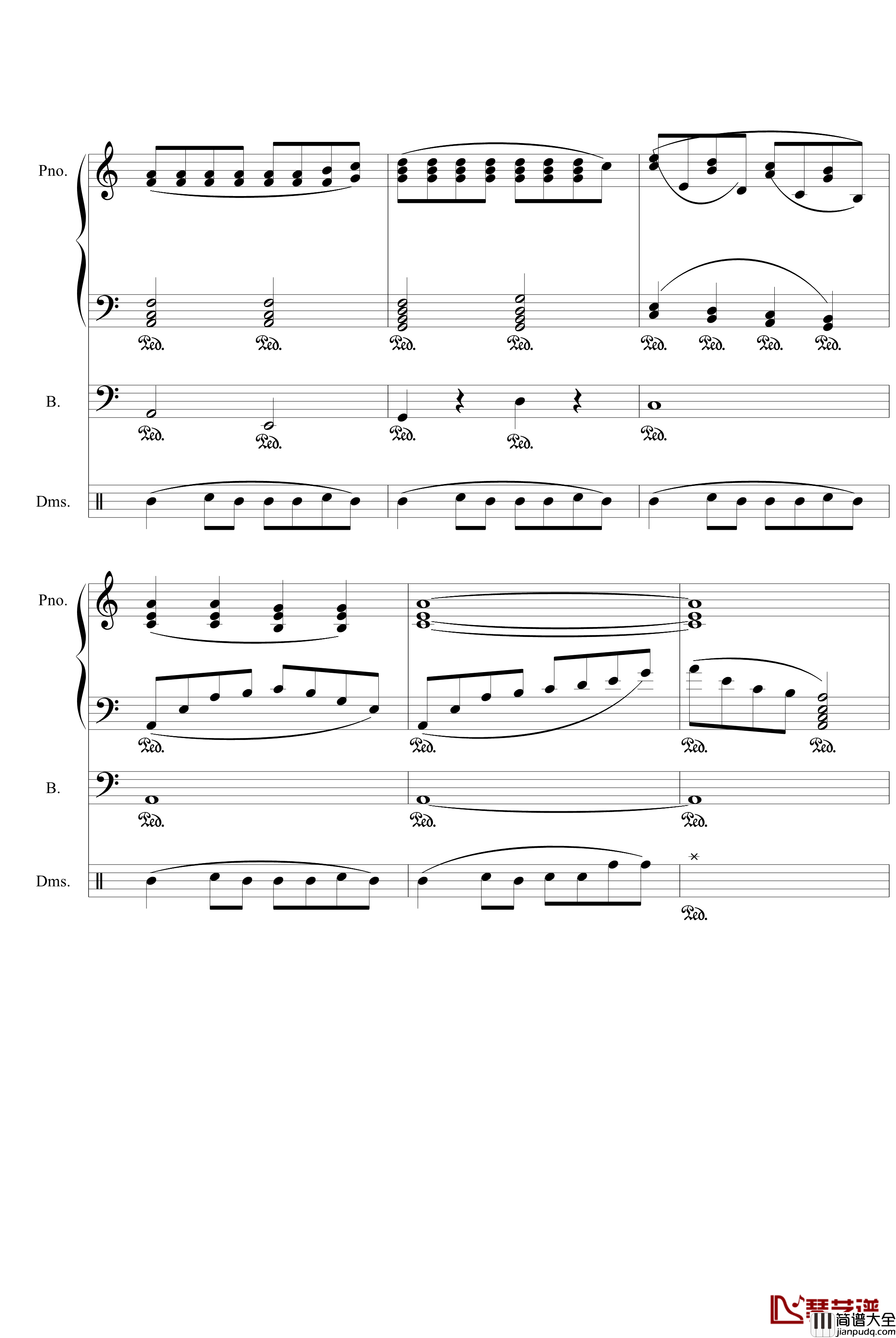 赐给你的爱钢琴谱_打击乐版_快乐的猪