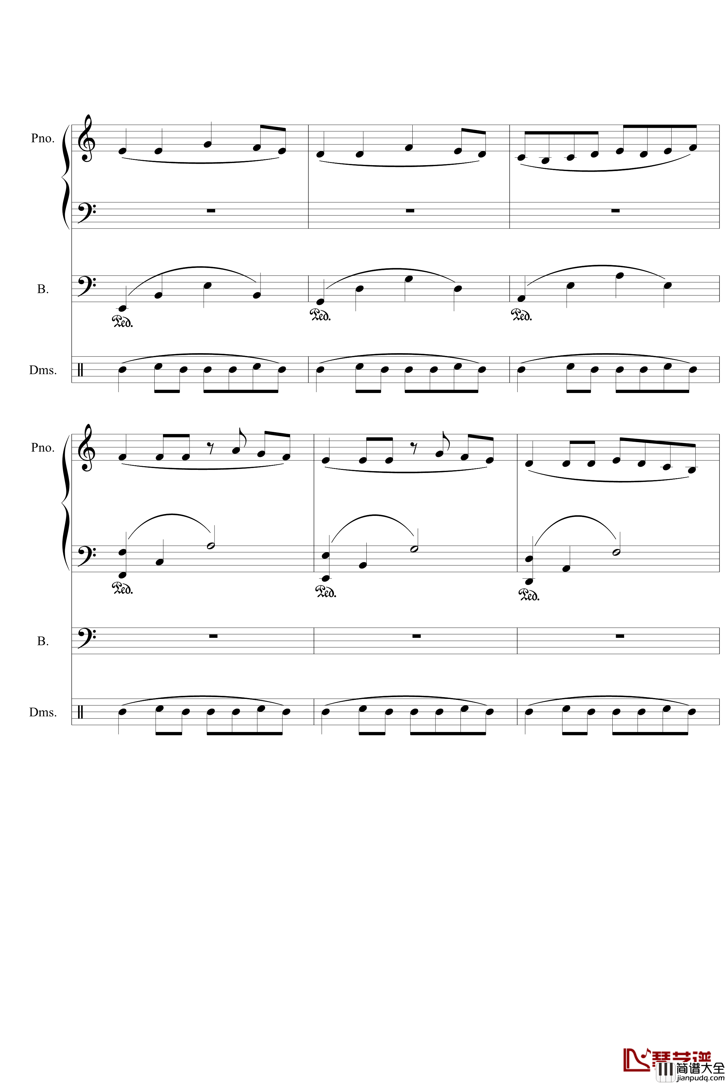 赐给你的爱钢琴谱_打击乐版_快乐的猪