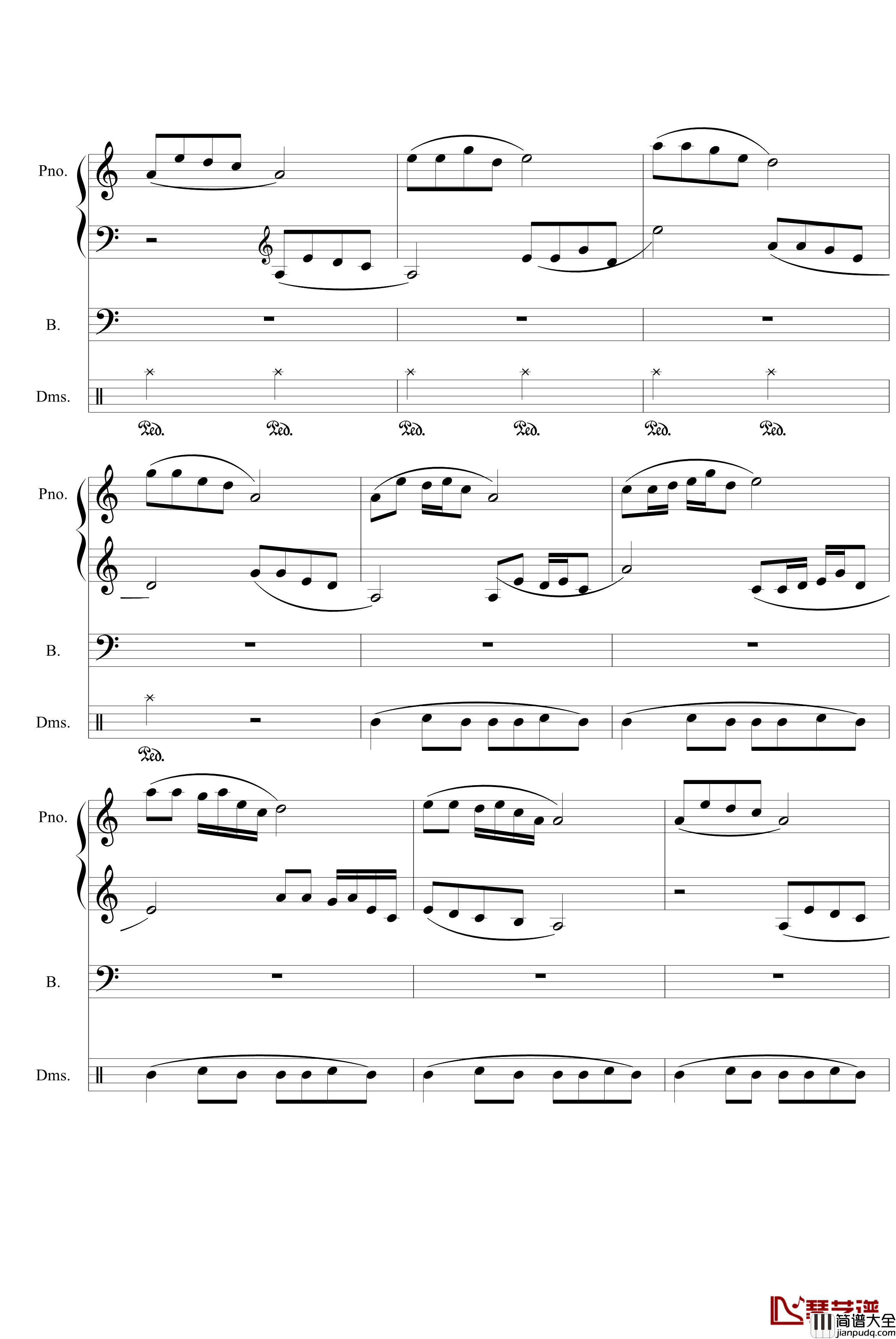 赐给你的爱钢琴谱_打击乐版_快乐的猪