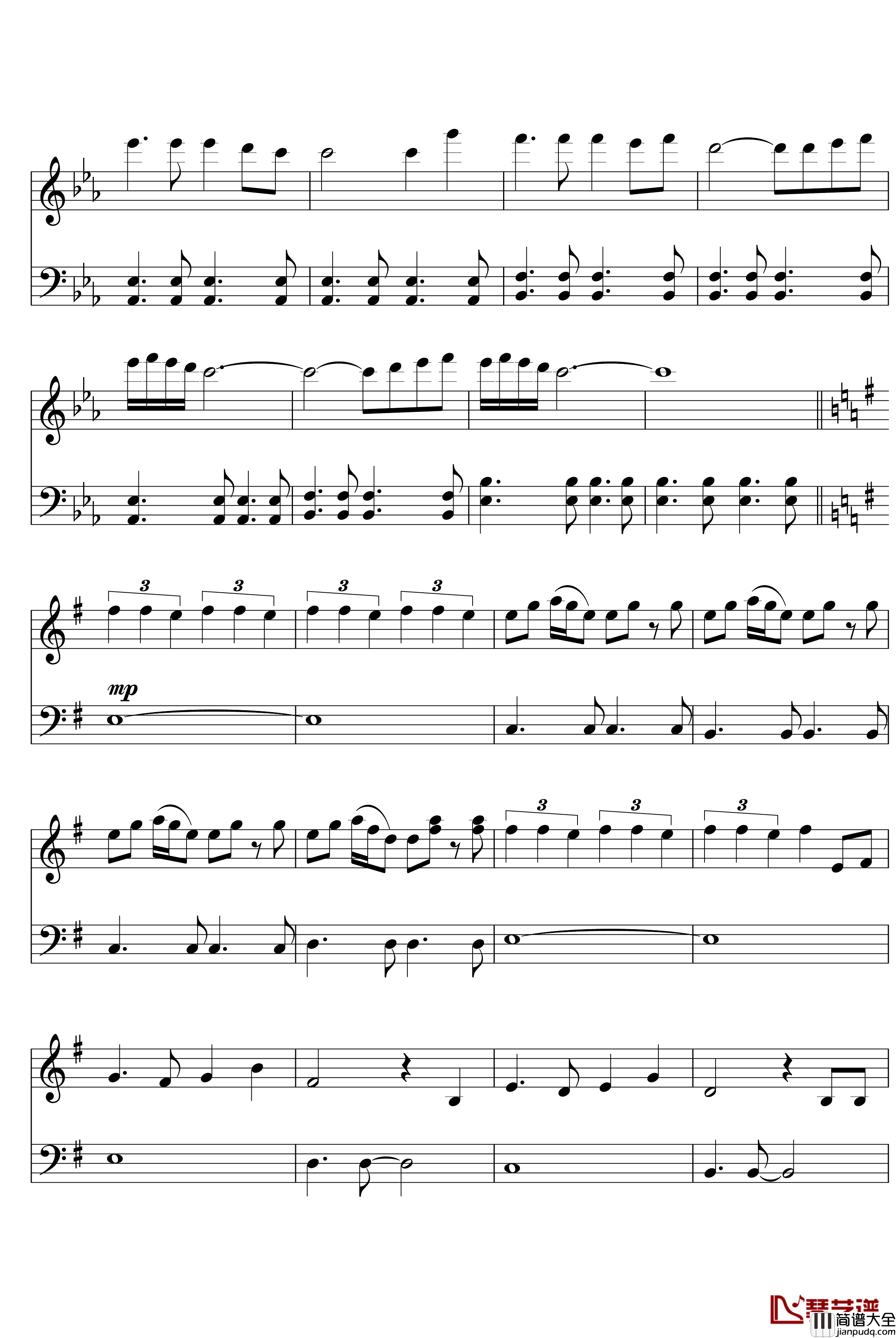 天空之城八音盒钢琴谱_久石让