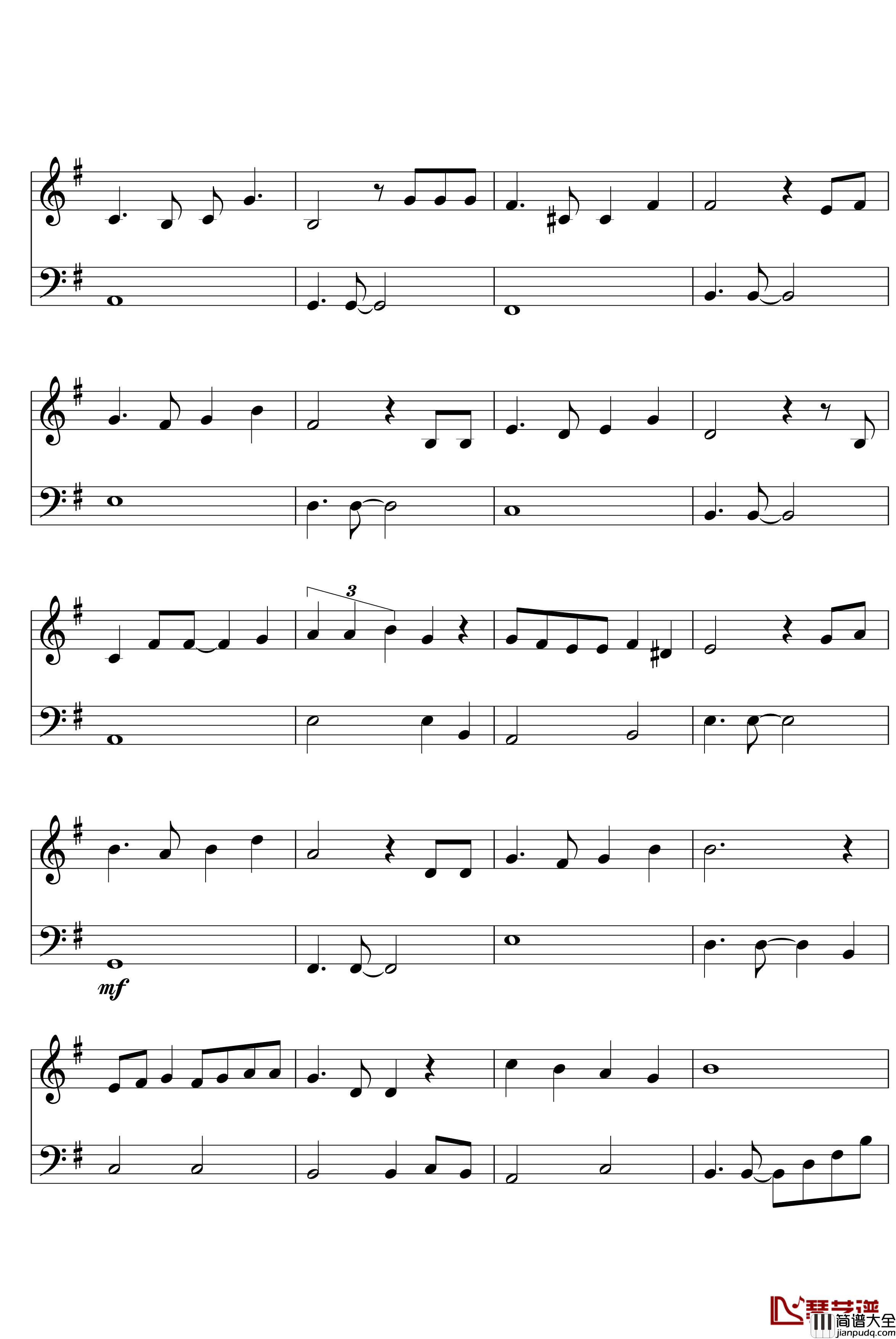 天空之城八音盒钢琴谱_久石让