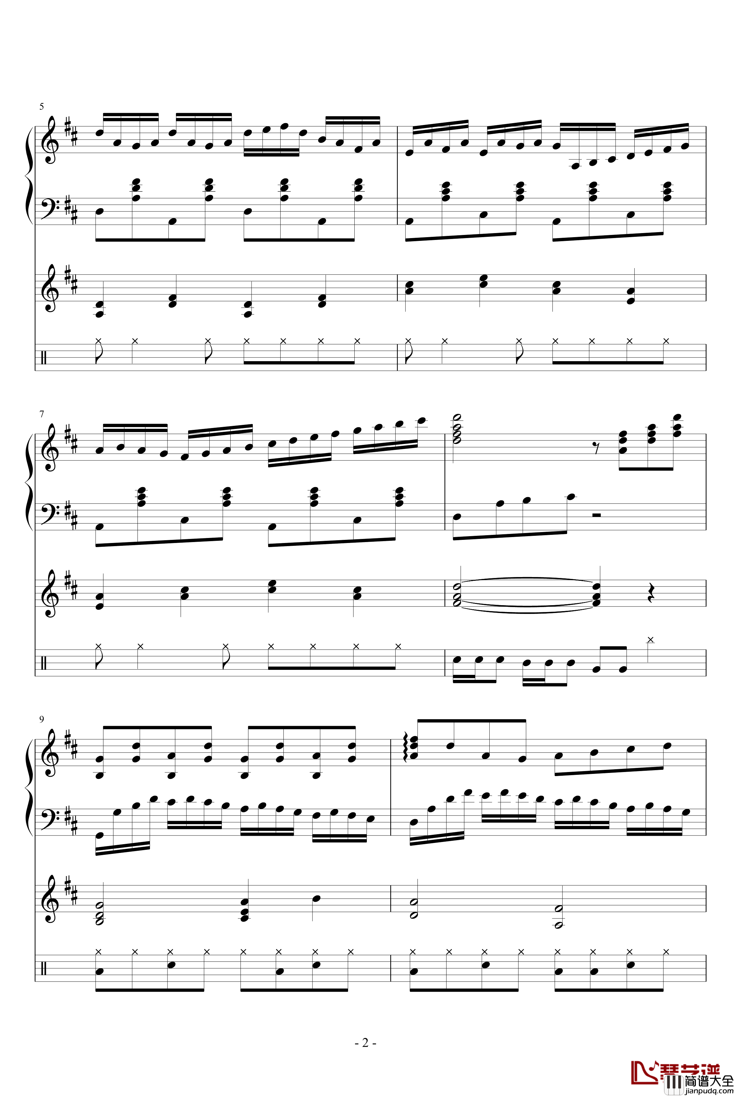 D大调幻想小曲钢琴谱_peterkingily