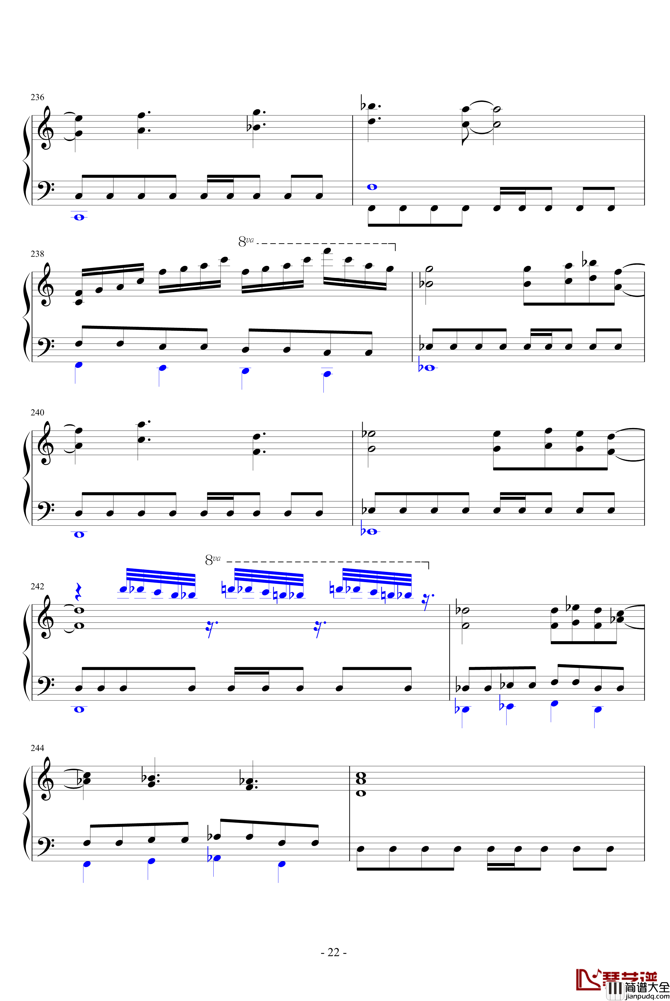 FC赤影战士音乐全集钢琴谱_钢琴版_游戏