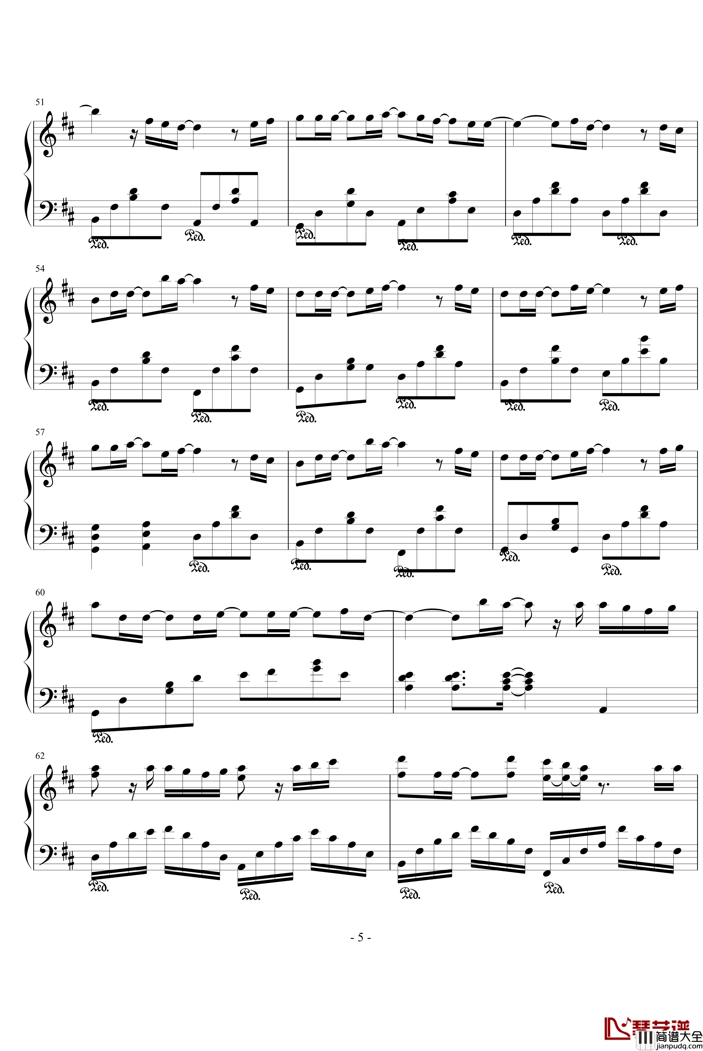 明日への扉钢琴谱_动漫影视