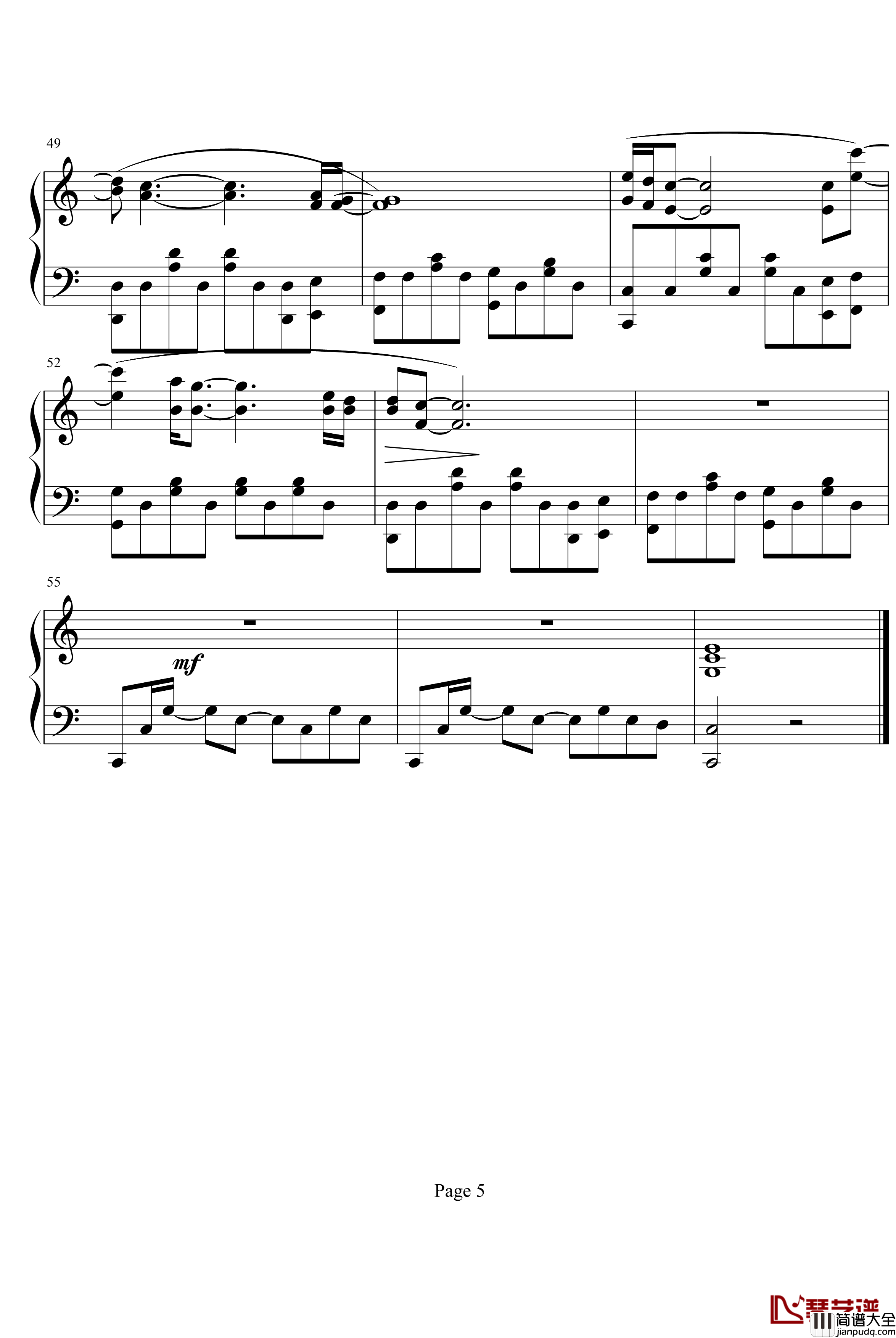 十面埋伏钢琴谱_陈奕迅