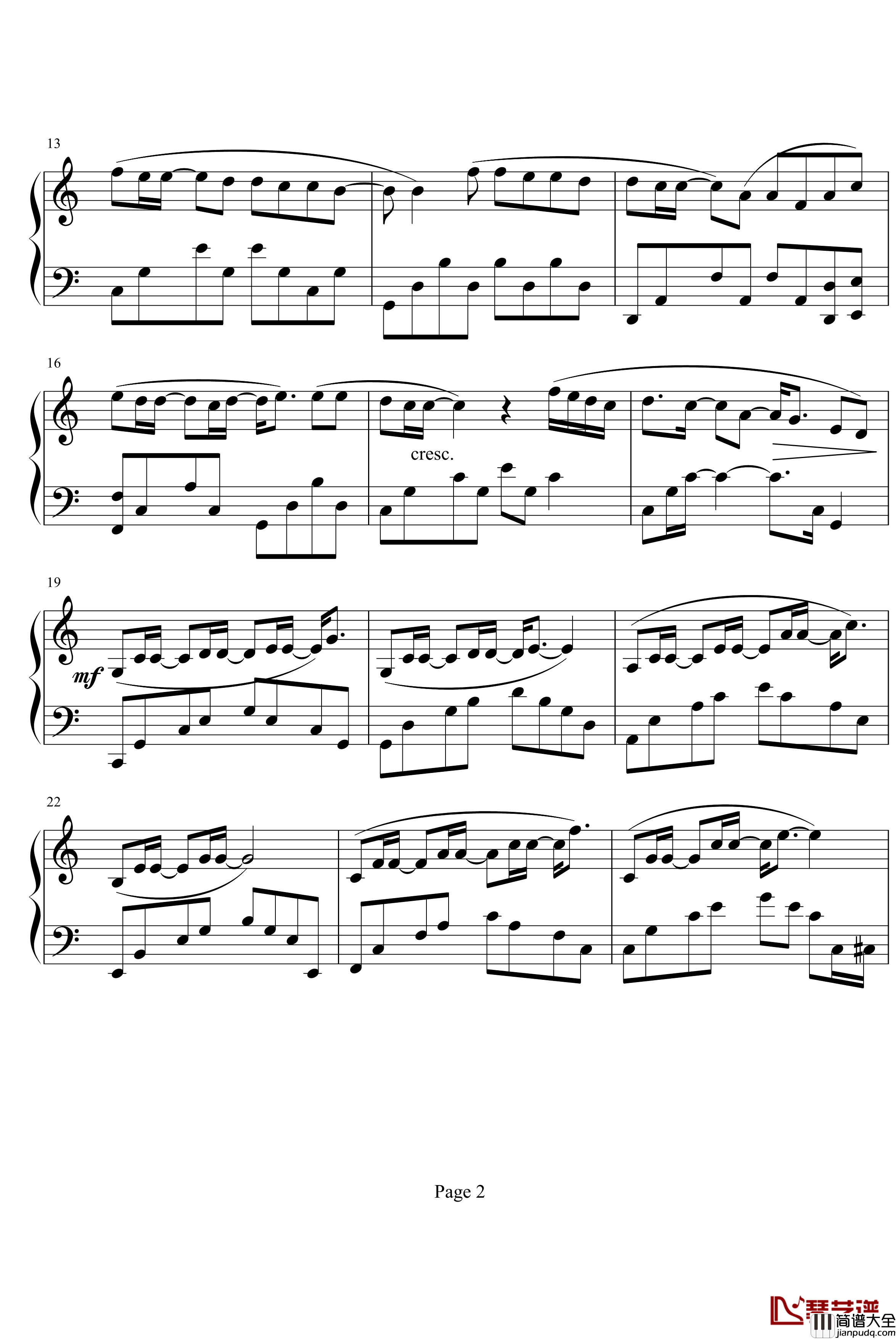 十面埋伏钢琴谱_陈奕迅