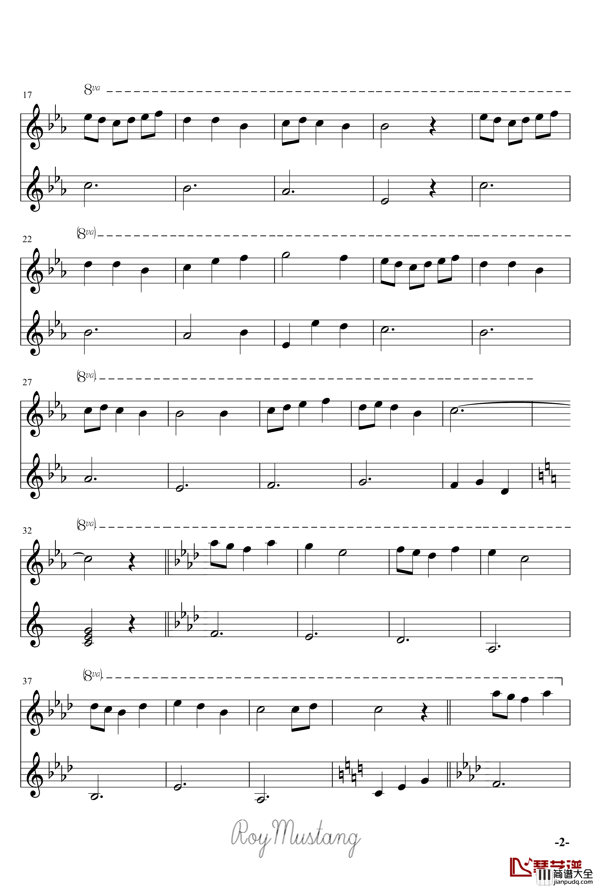 蕾西钢琴谱_动漫影视_潘多拉之心