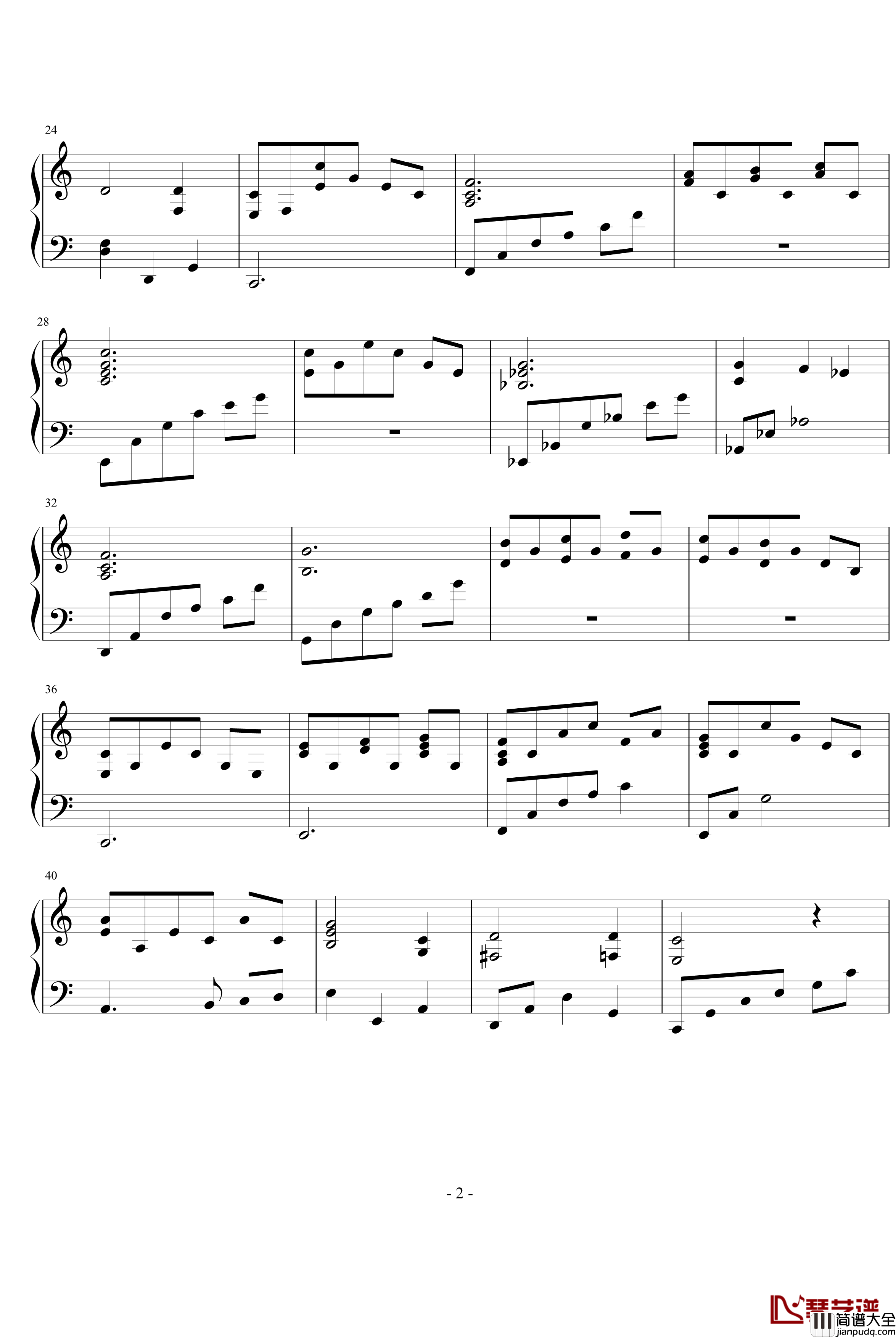 夜之歌钢琴谱_动漫影视