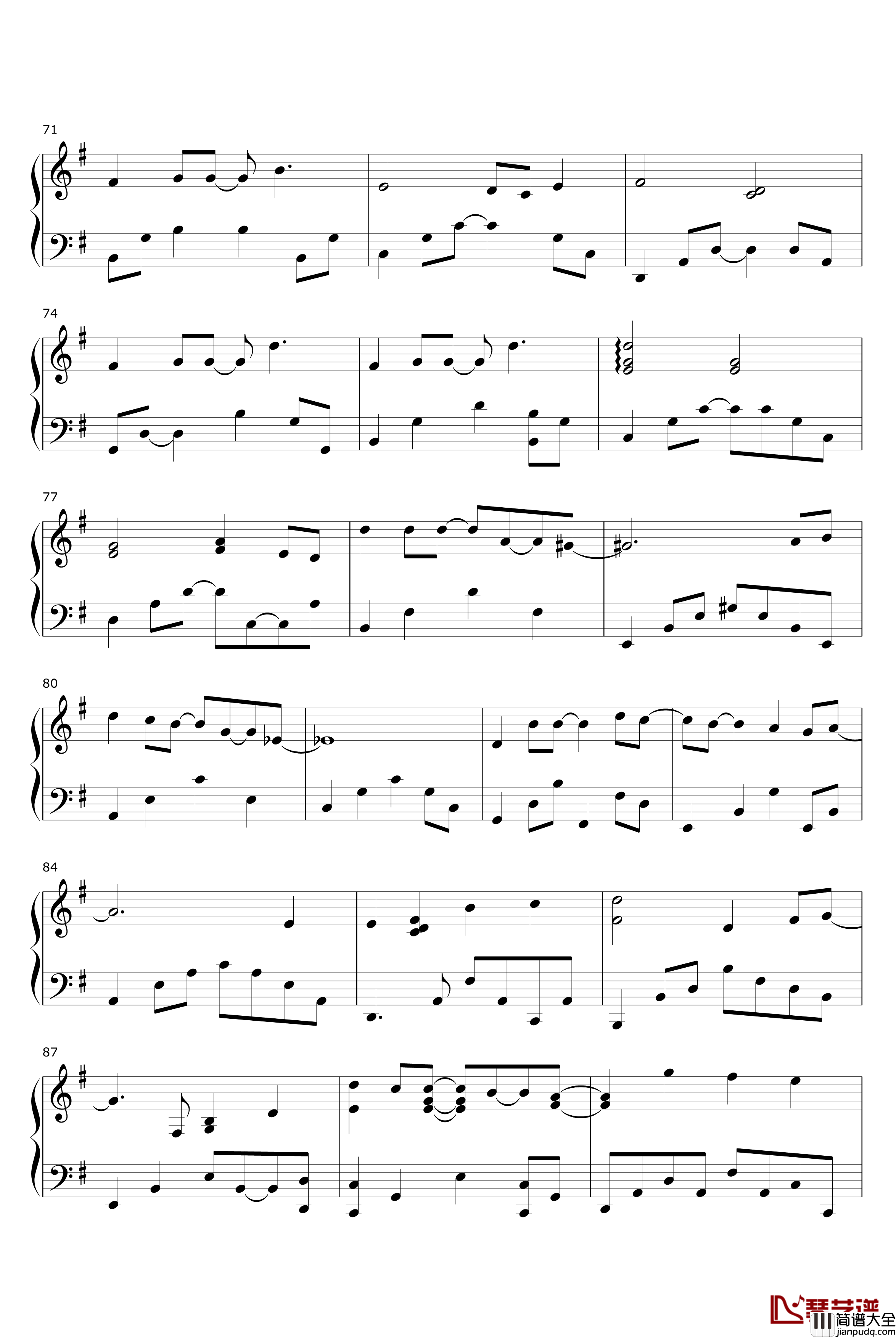 三十日钢琴谱_保持爱你插曲_侧田