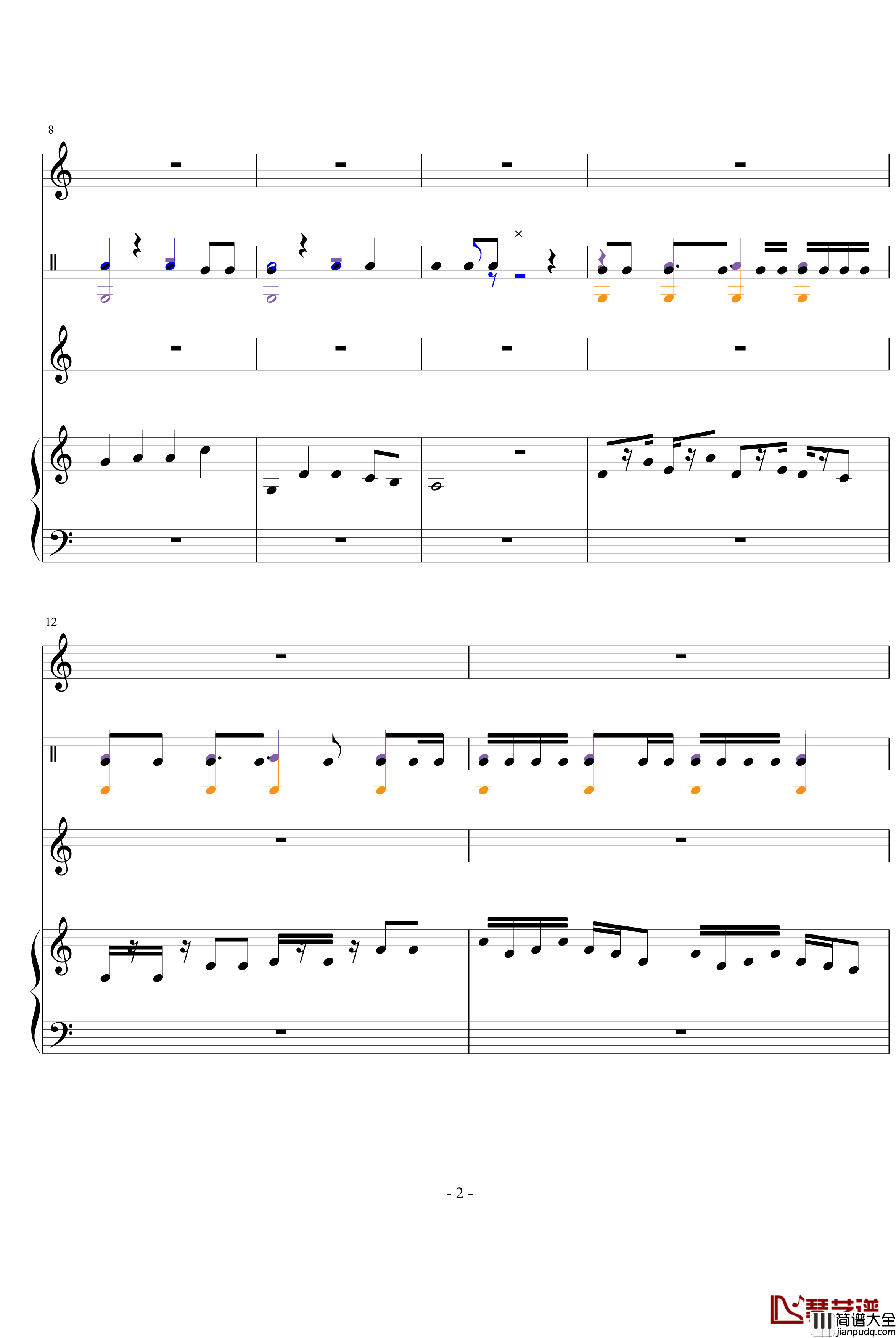 鼓声乱舞钢琴谱_灼乐